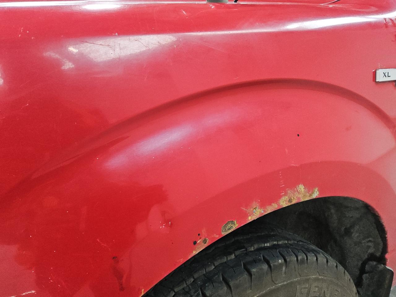 2010 Ford F150 Super Cab Red vin: 1FTEX1C80AKE32988 Damage: Left Front Fender, Rust, 4 To 5 Inches