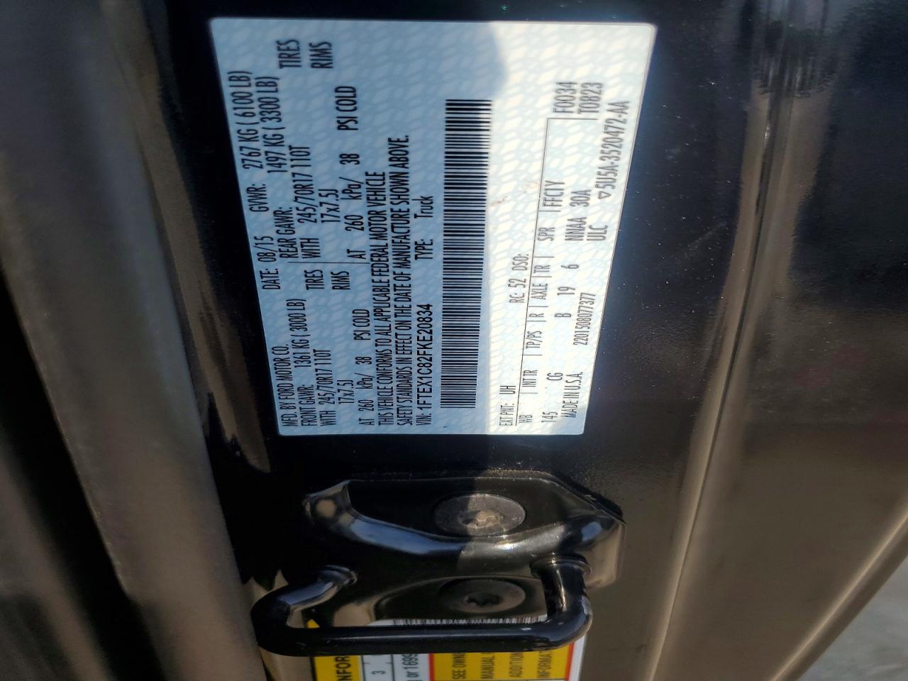 2015 Ford F150 Super Cab Black vin: 1FTEX1C82FKE20834