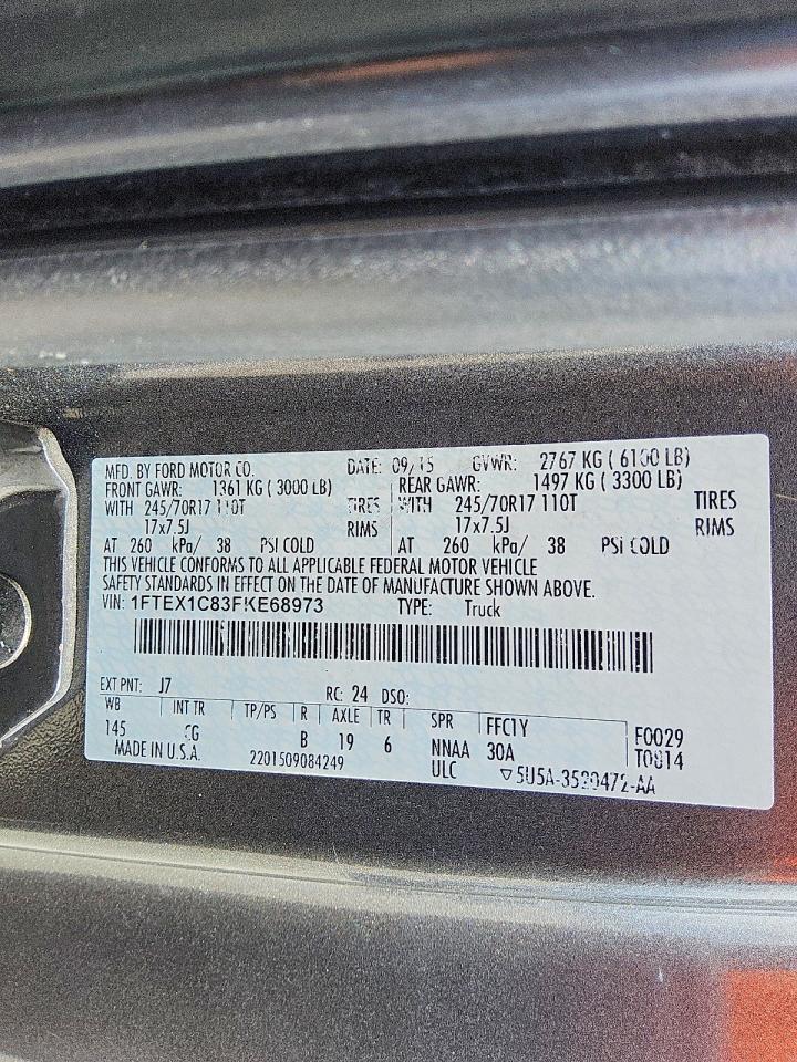 2015 Ford F150 Super Cab Gray vin: 1FTEX1C83FKE68973