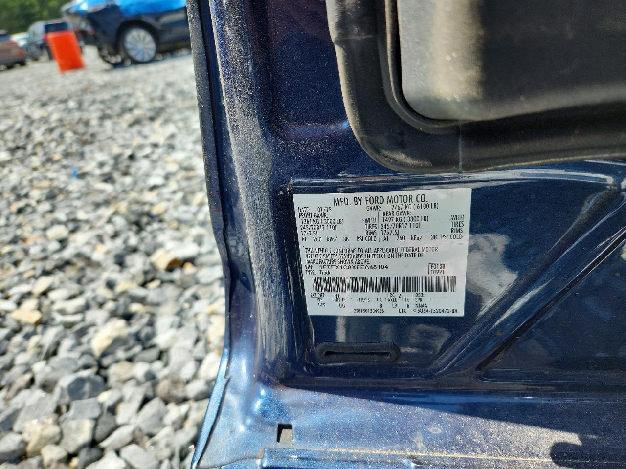 2015 Ford F150 Super Cab Blue vin: 1FTEX1C8XFFA48104