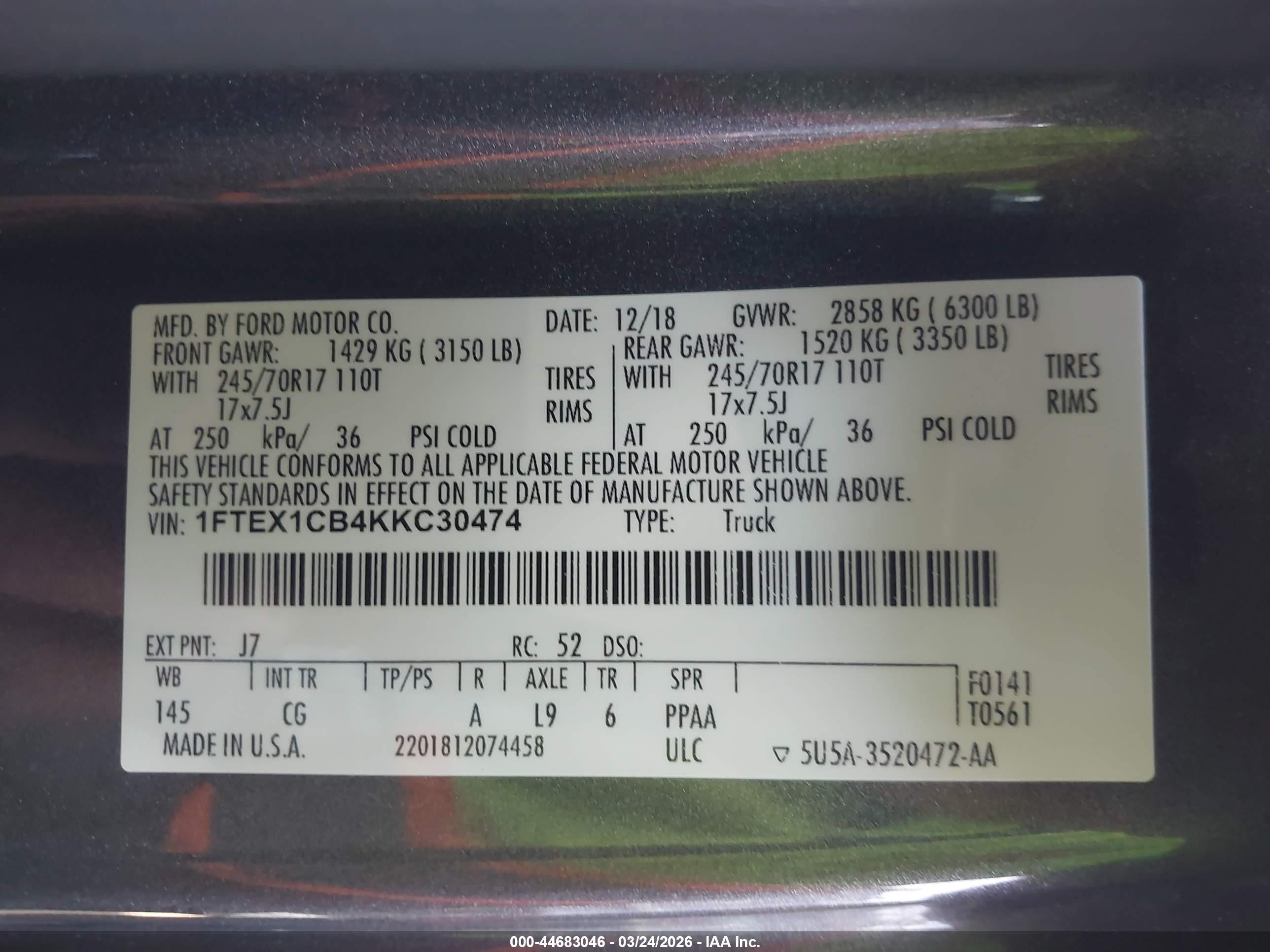 2019 Ford F-150 Xl Gray vin: 1FTEX1CB4KKC30474