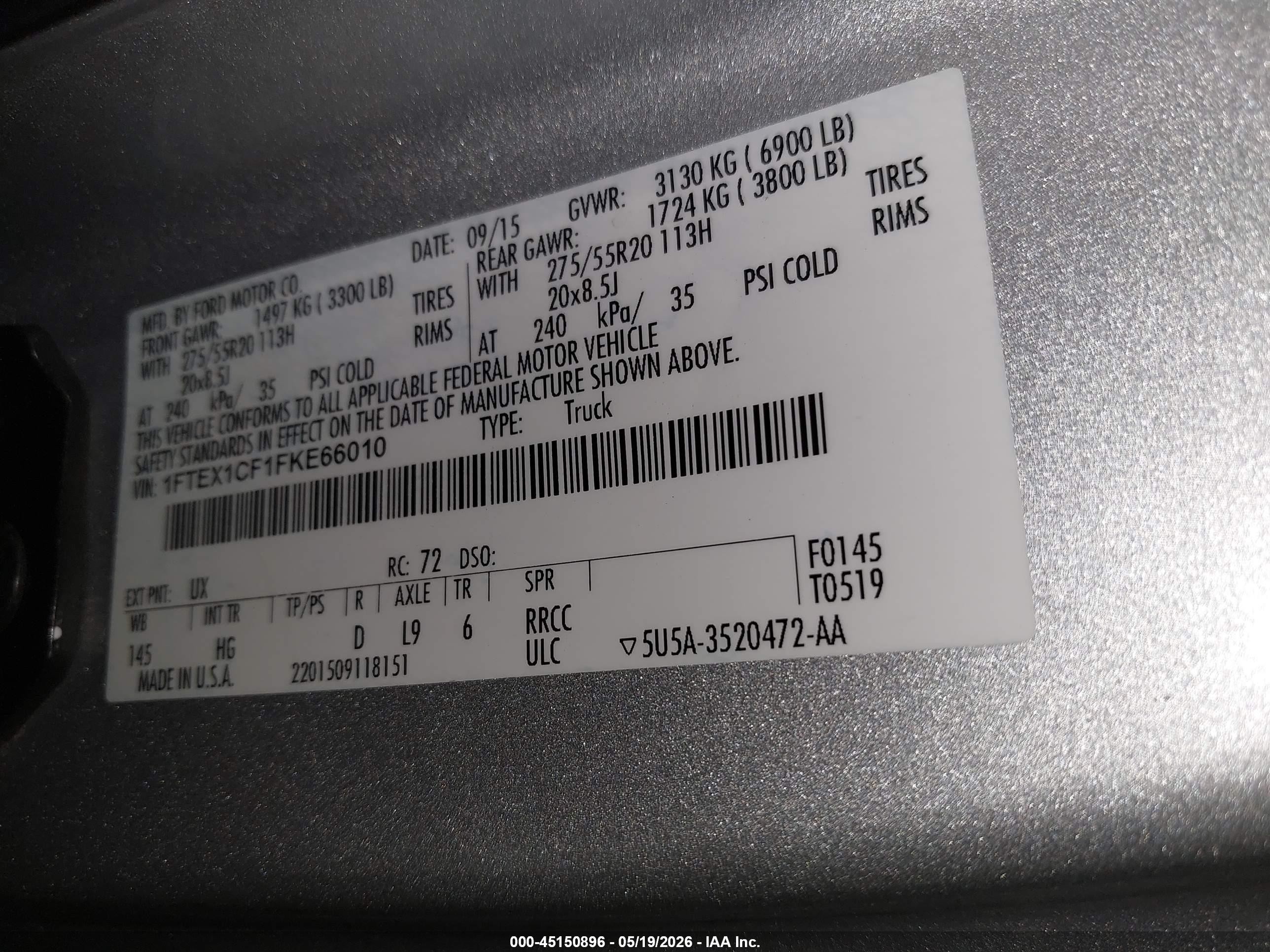 2015 Ford F-150 Lariat Gray vin: 1FTEX1CF1FKE66010