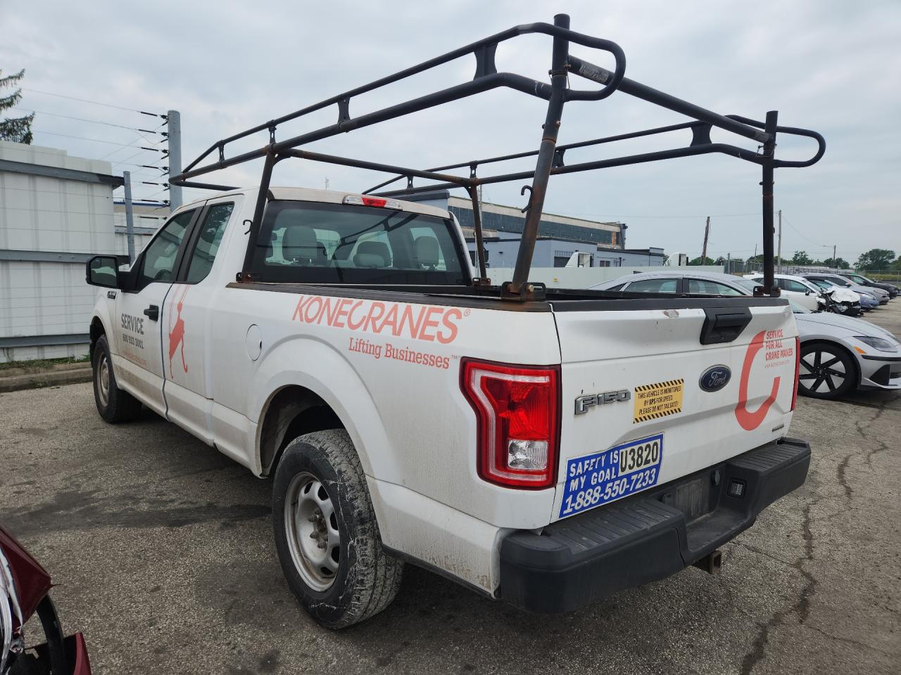 2015 Ford F150 Super Cab White vin: 1FTEX1CF5FKD21925 Damage: Tailgate, Peeling, 3 To 4 Inches