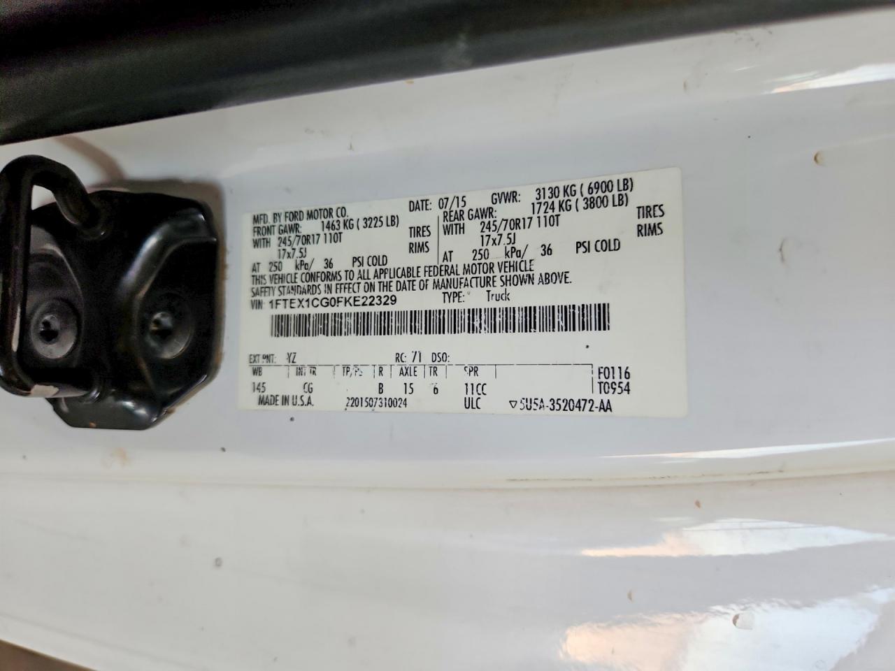 2015 Ford F150 Super Cab Белый vin: 1FTEX1CG0FKE22329