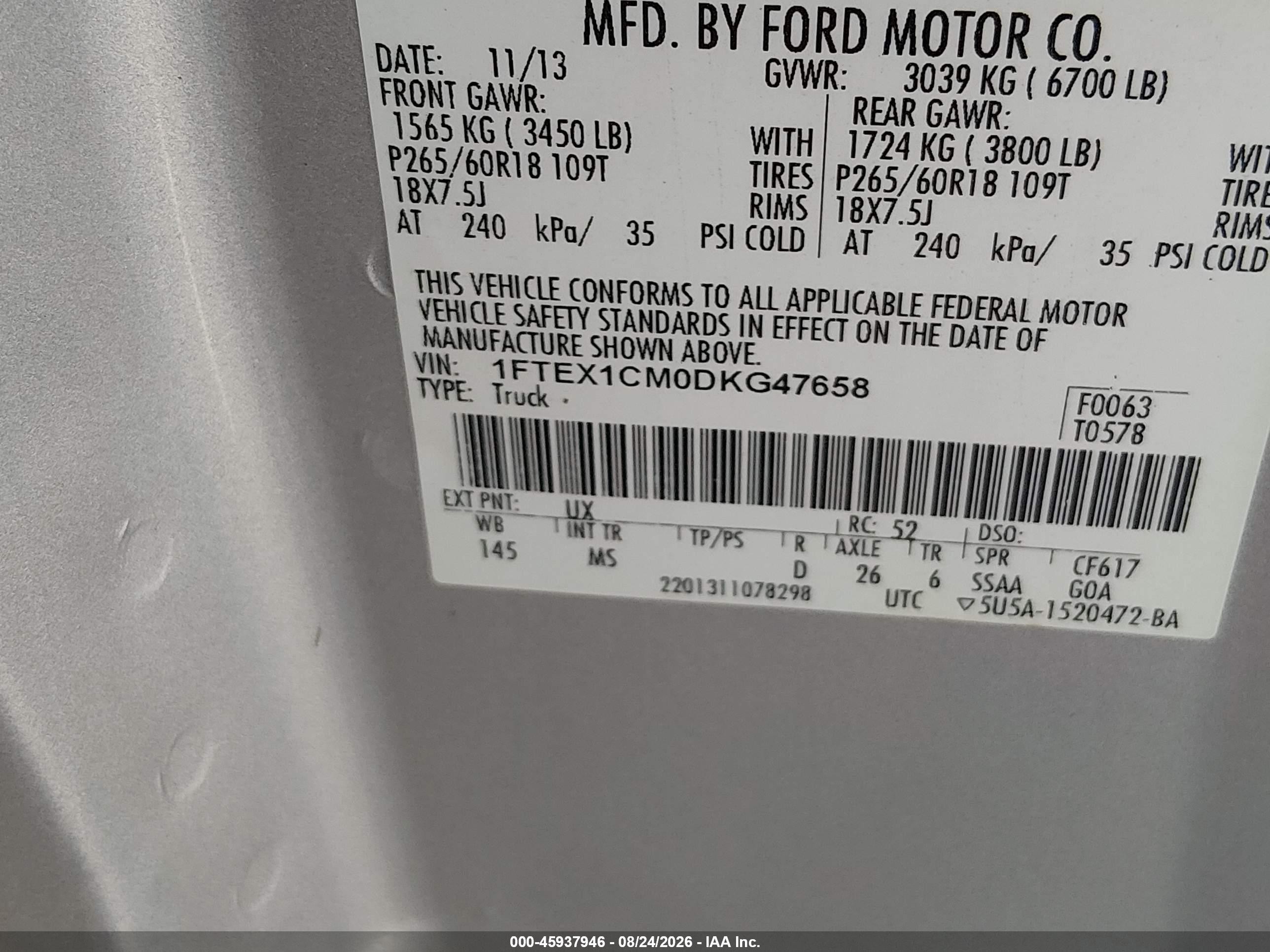 2013 Ford F-150 Xlt Silver vin: 1FTEX1CM0DKG47658