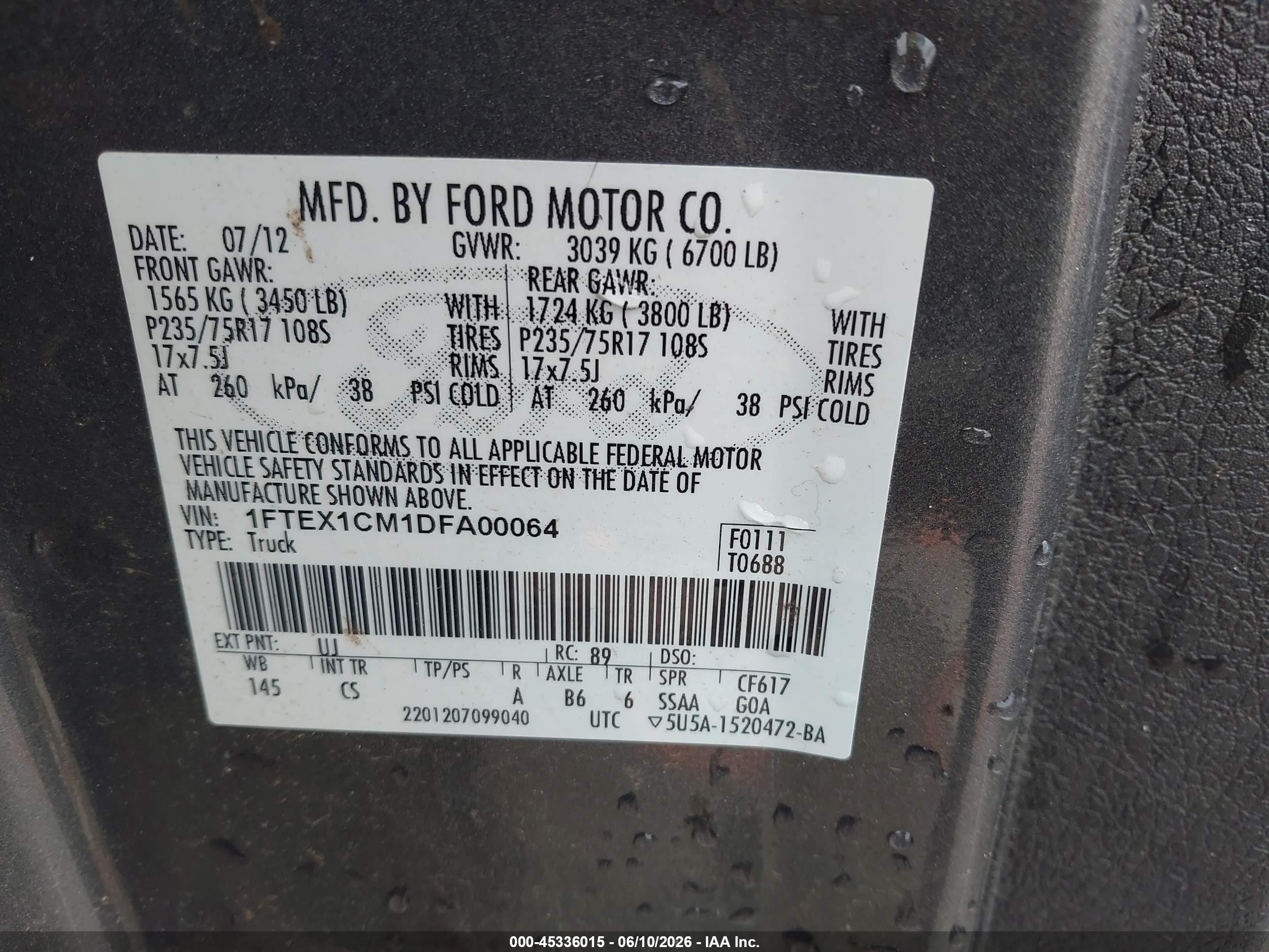 2013 Ford F-150 Xl Gray vin: 1FTEX1CM1DFA00064