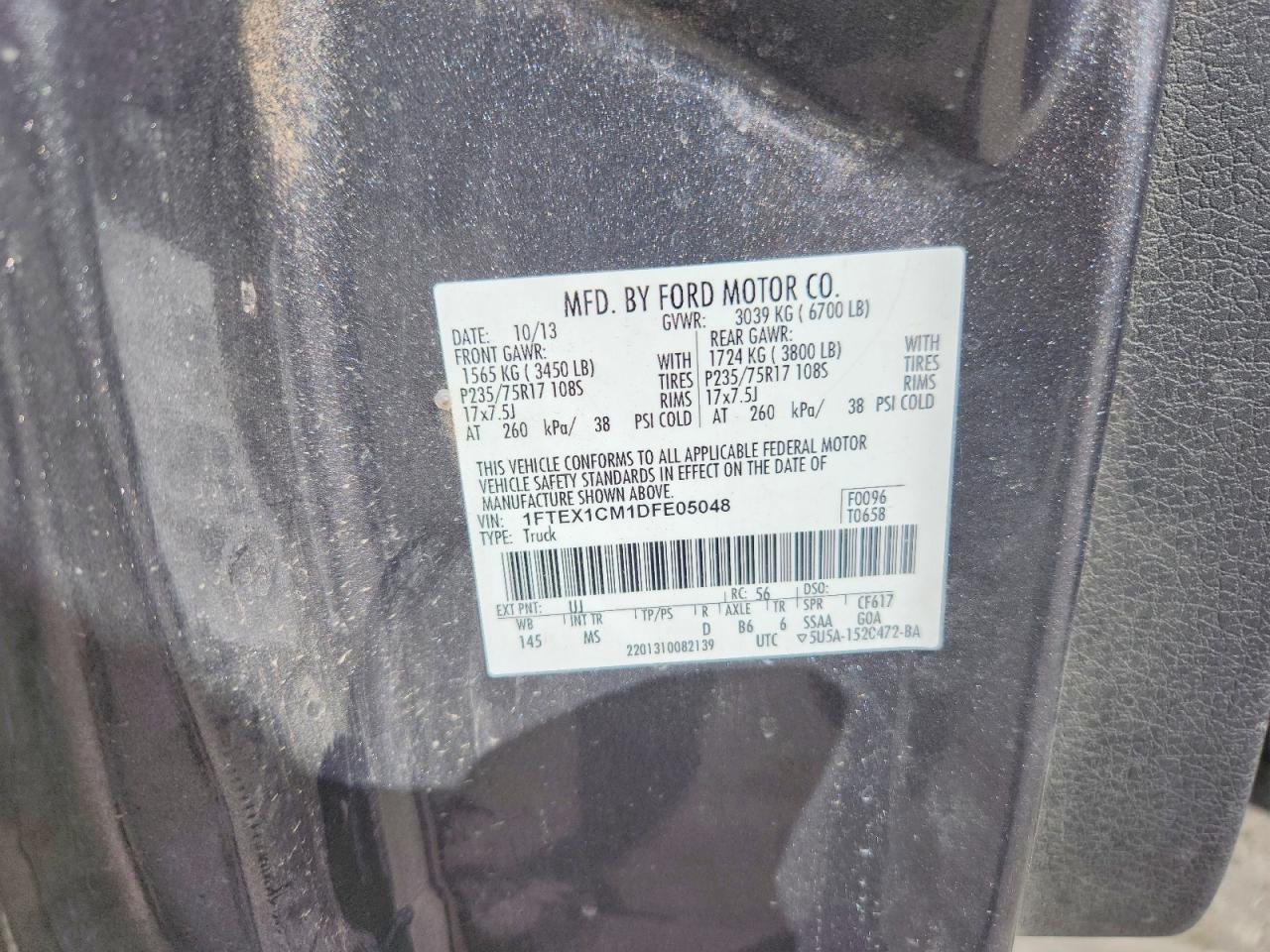 2013 Ford F150 Super Cab Gray vin: 1FTEX1CM1DFE05048