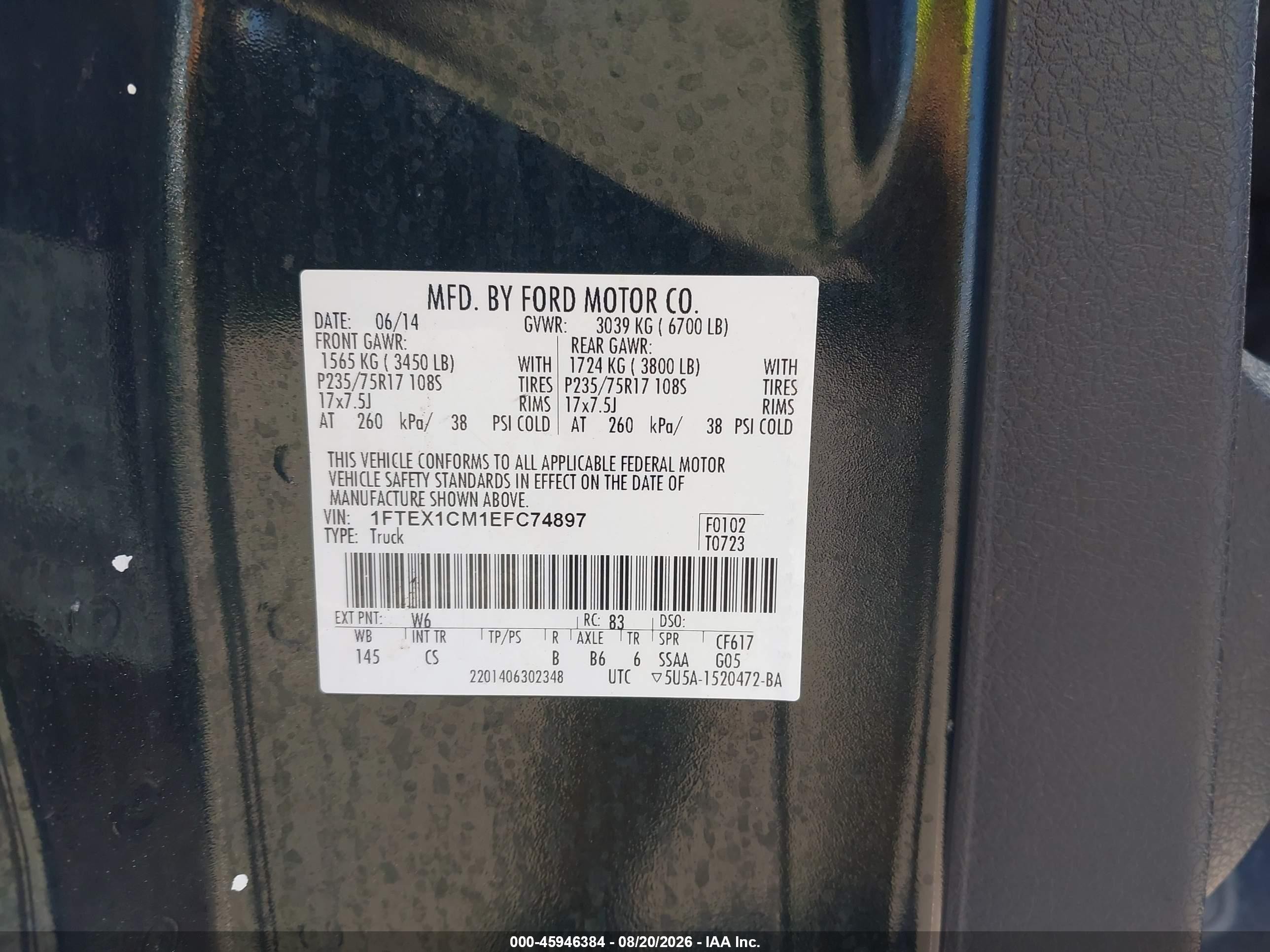 2014 Ford F-150 Xl Green vin: 1FTEX1CM1EFC74897