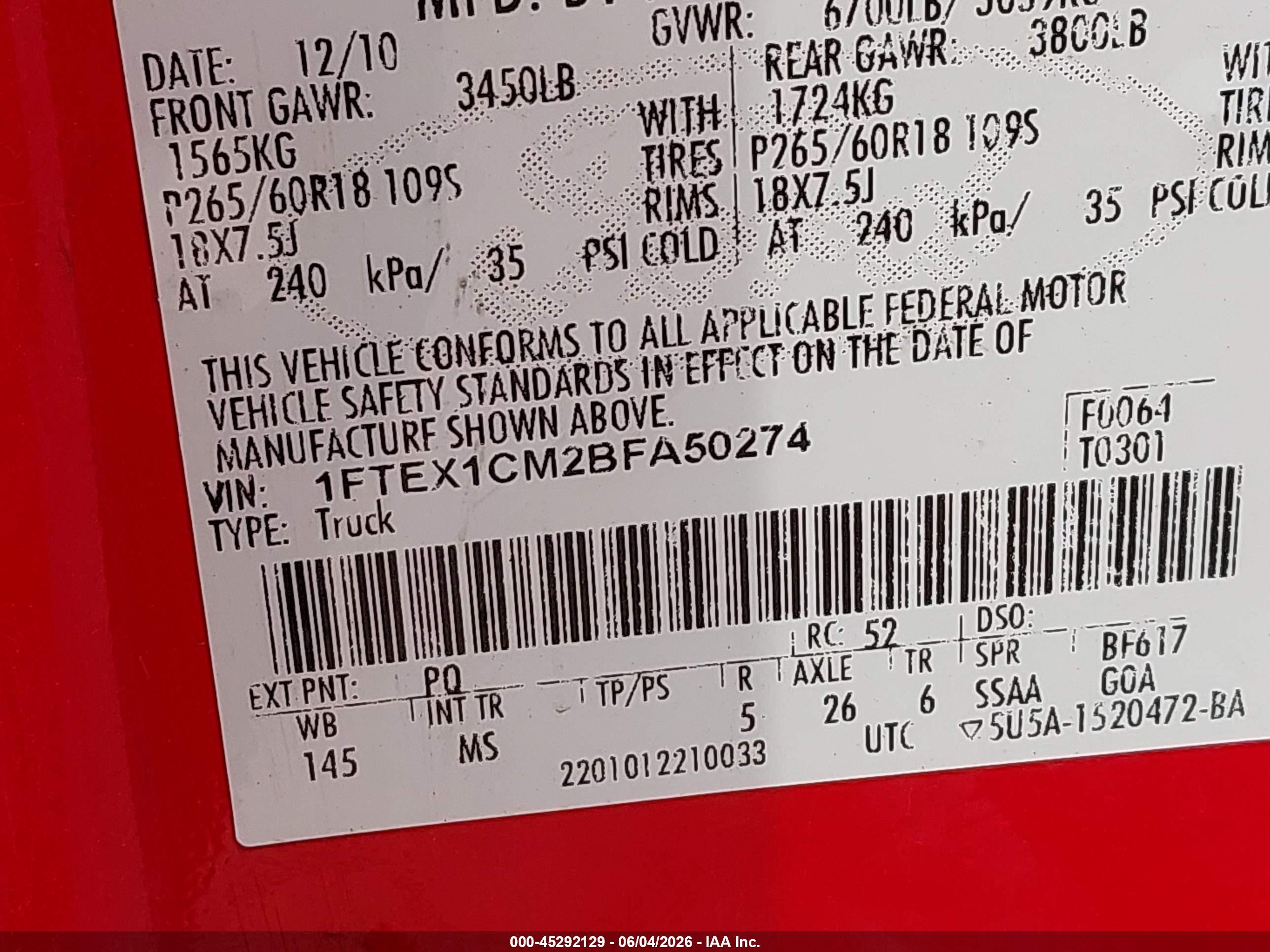 2011 Ford F-150 Xlt Red vin: 1FTEX1CM2BFA50274