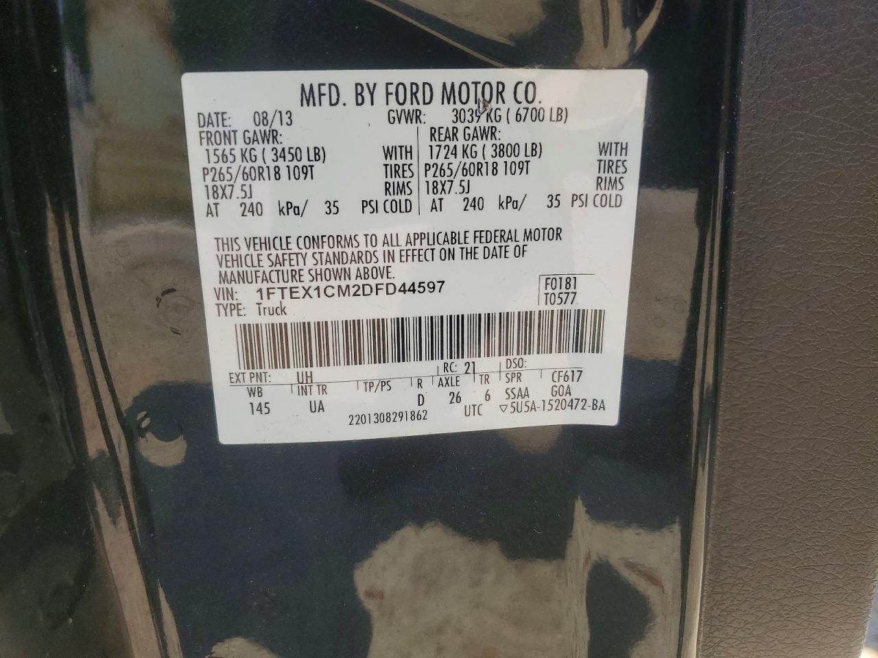 2013 Ford F150 Super Cab Black vin: 1FTEX1CM2DFD44597