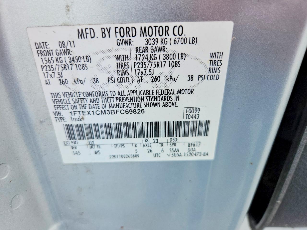 2011 Ford F150 Super Cab Gray vin: 1FTEX1CM3BFC69826