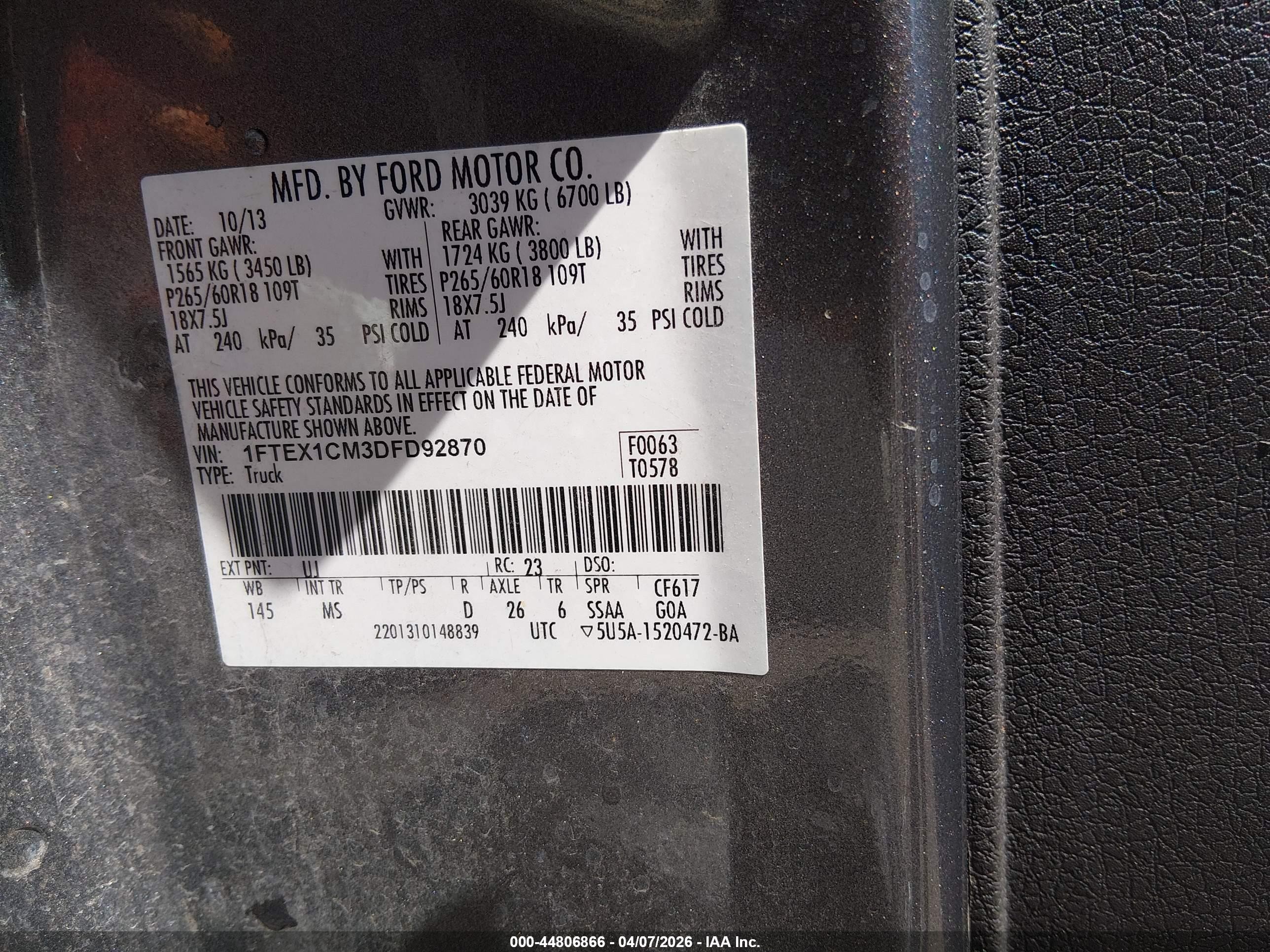 2013 Ford F-150 Xlt Gray vin: 1FTEX1CM3DFD92870