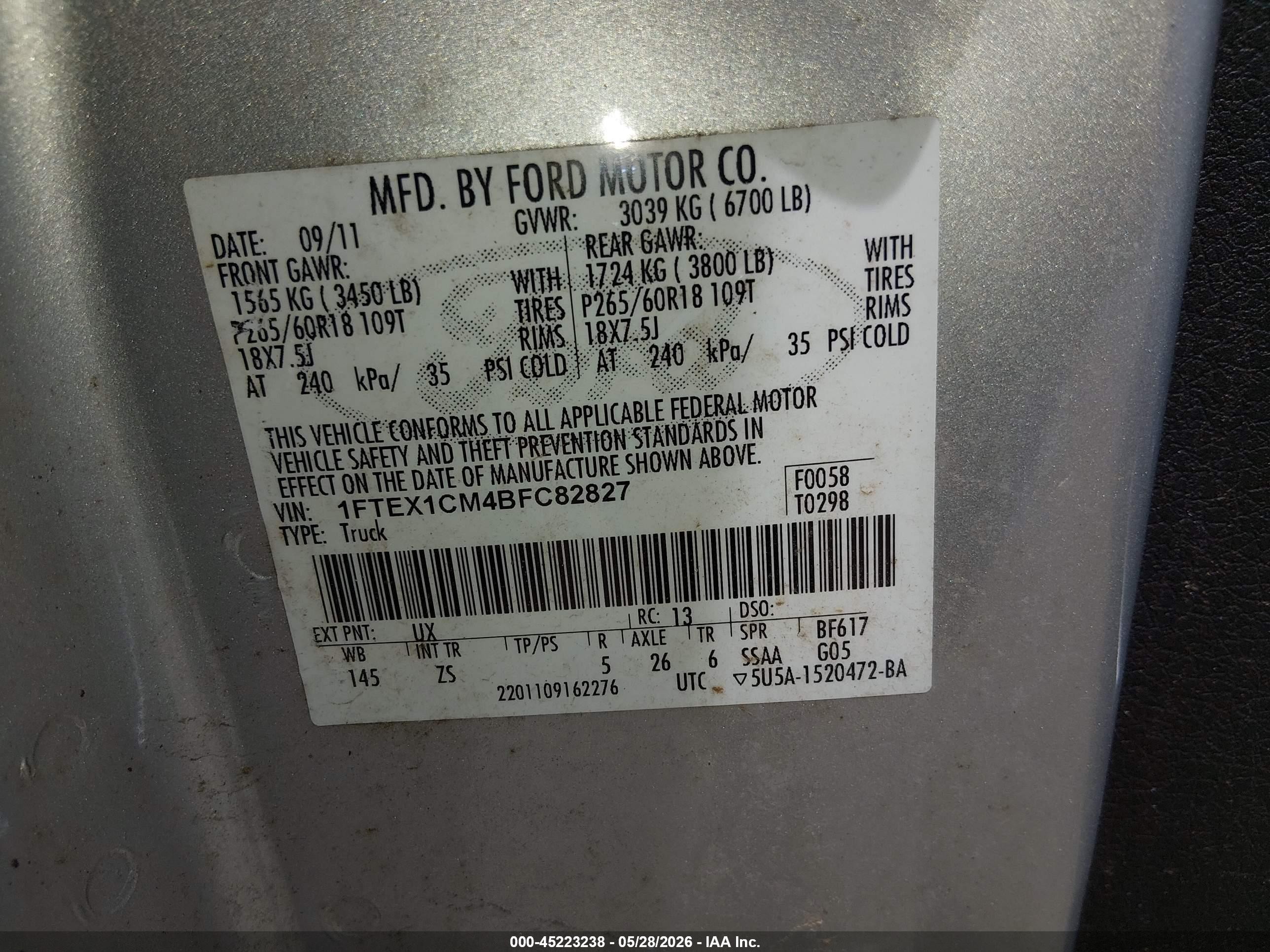 2011 Ford F-150 Xlt Silver vin: 1FTEX1CM4BFC82827