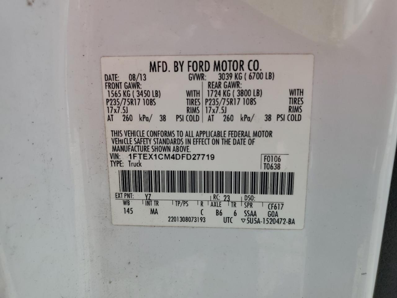 2013 Ford F150 Super Cab Black vin: 1FTEX1CM4DFD27719