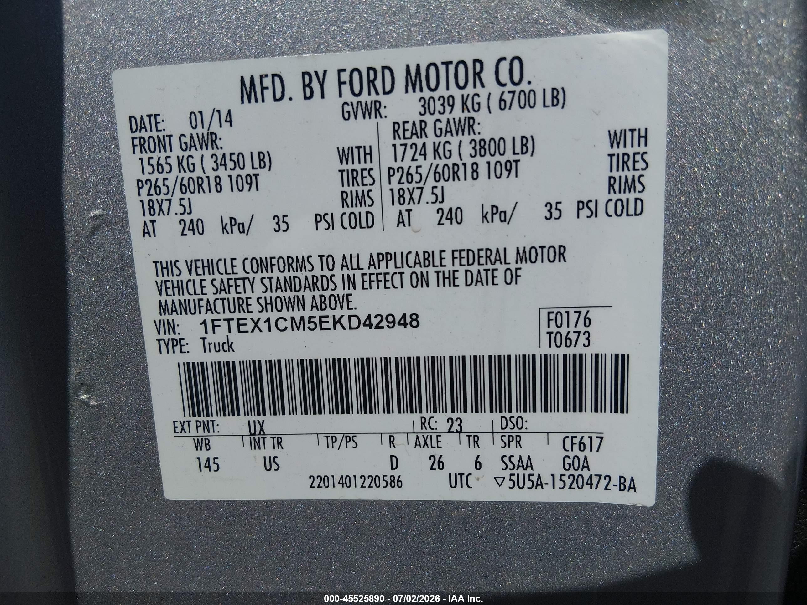 2014 Ford F-150 Xlt Silver vin: 1FTEX1CM5EKD42948