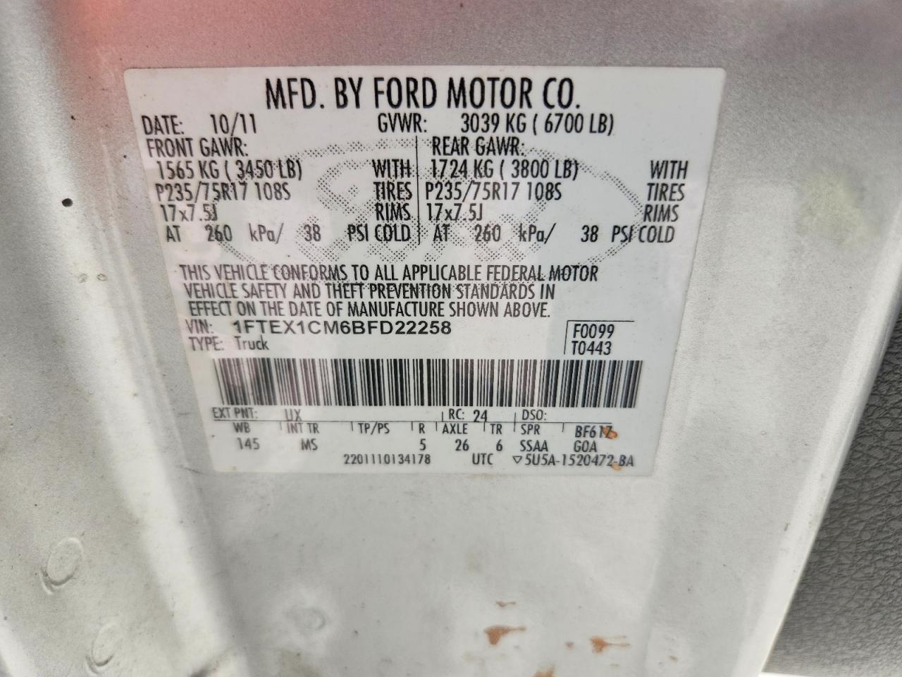 2011 Ford F150 Super Cab Silver vin: 1FTEX1CM6BFD22258