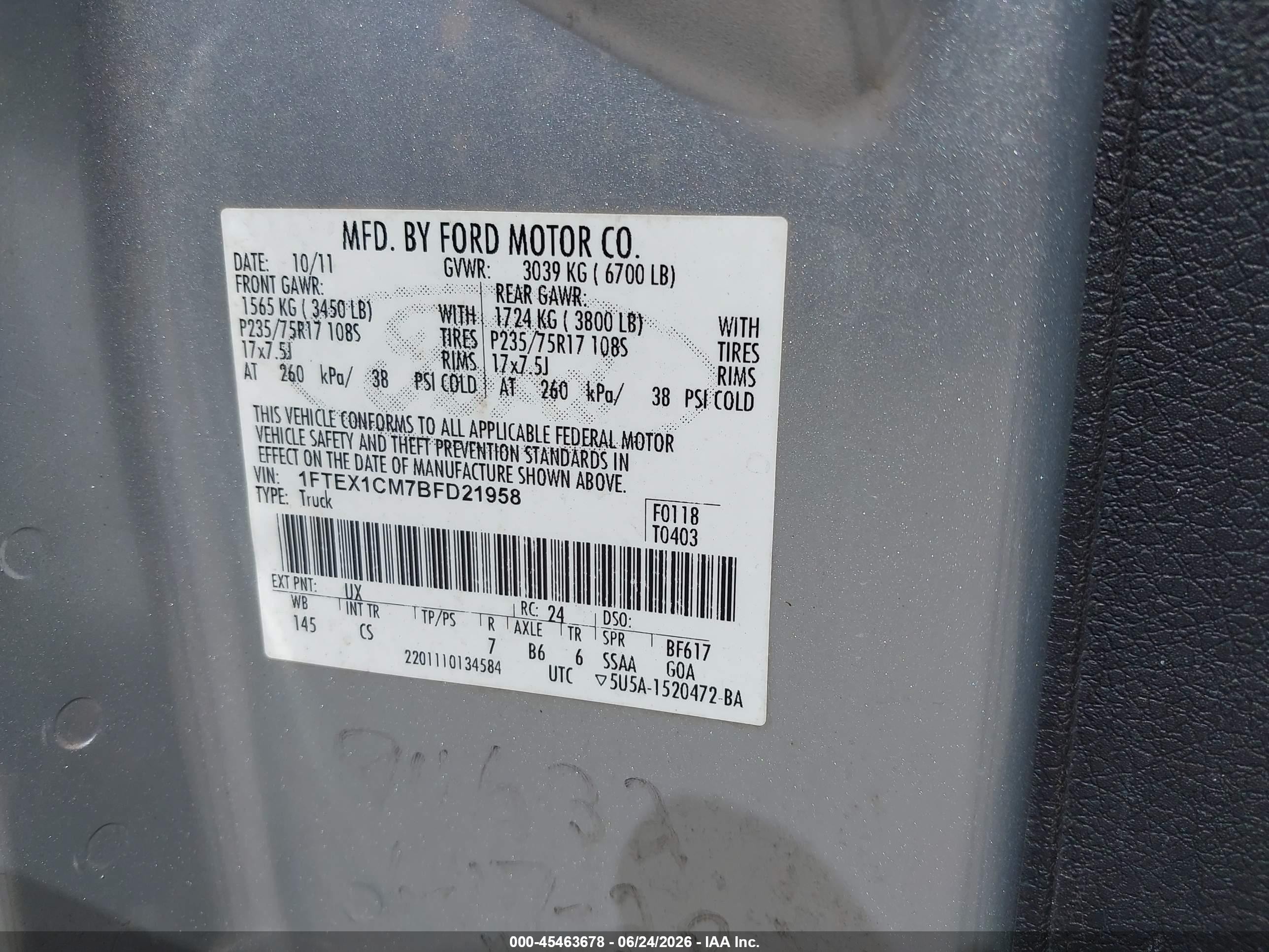 2011 Ford F-150 Xl Silver vin: 1FTEX1CM7BFD21958
