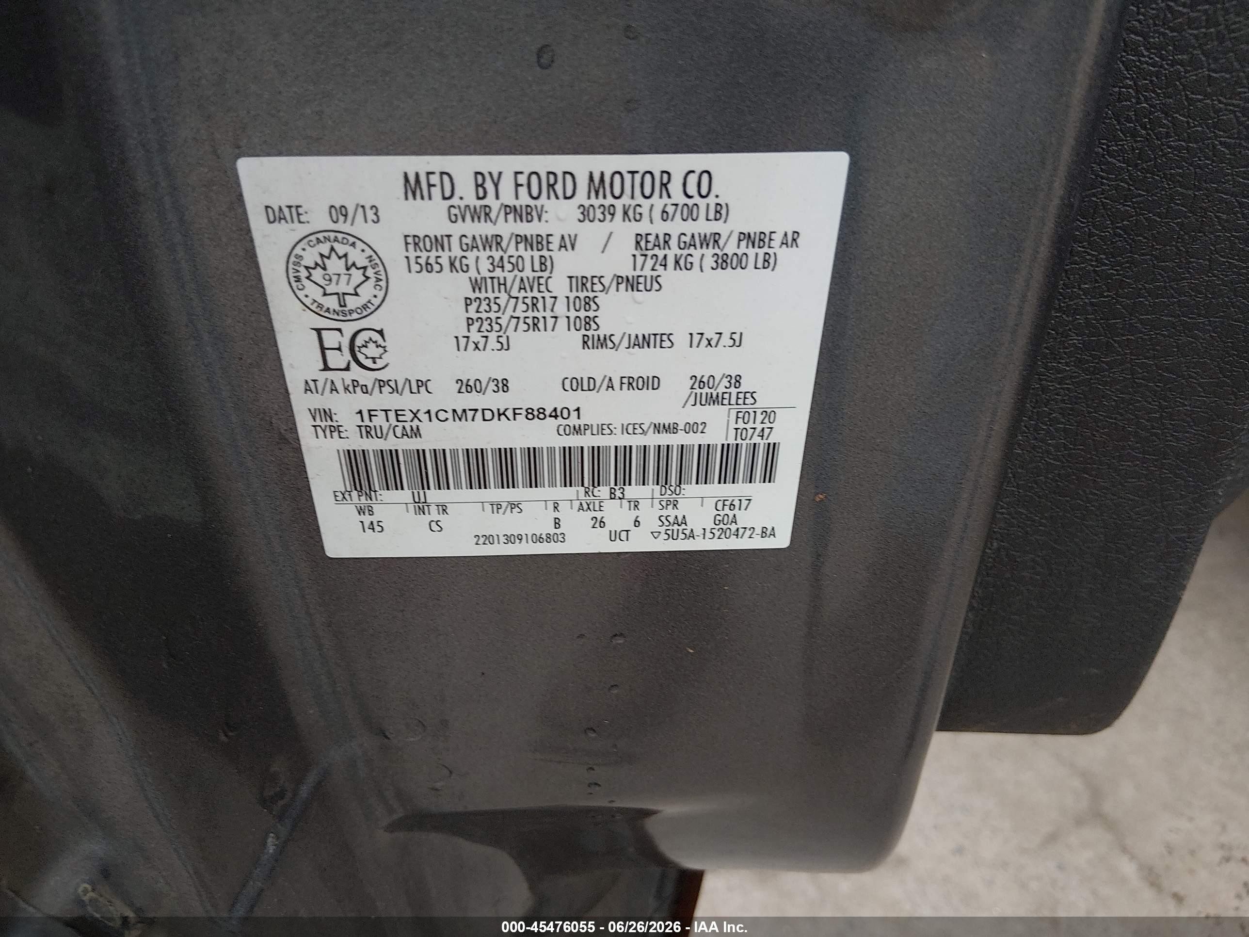 2013 Ford F-150 Stx/xl/xlt Gray vin: 1FTEX1CM7DKF88401