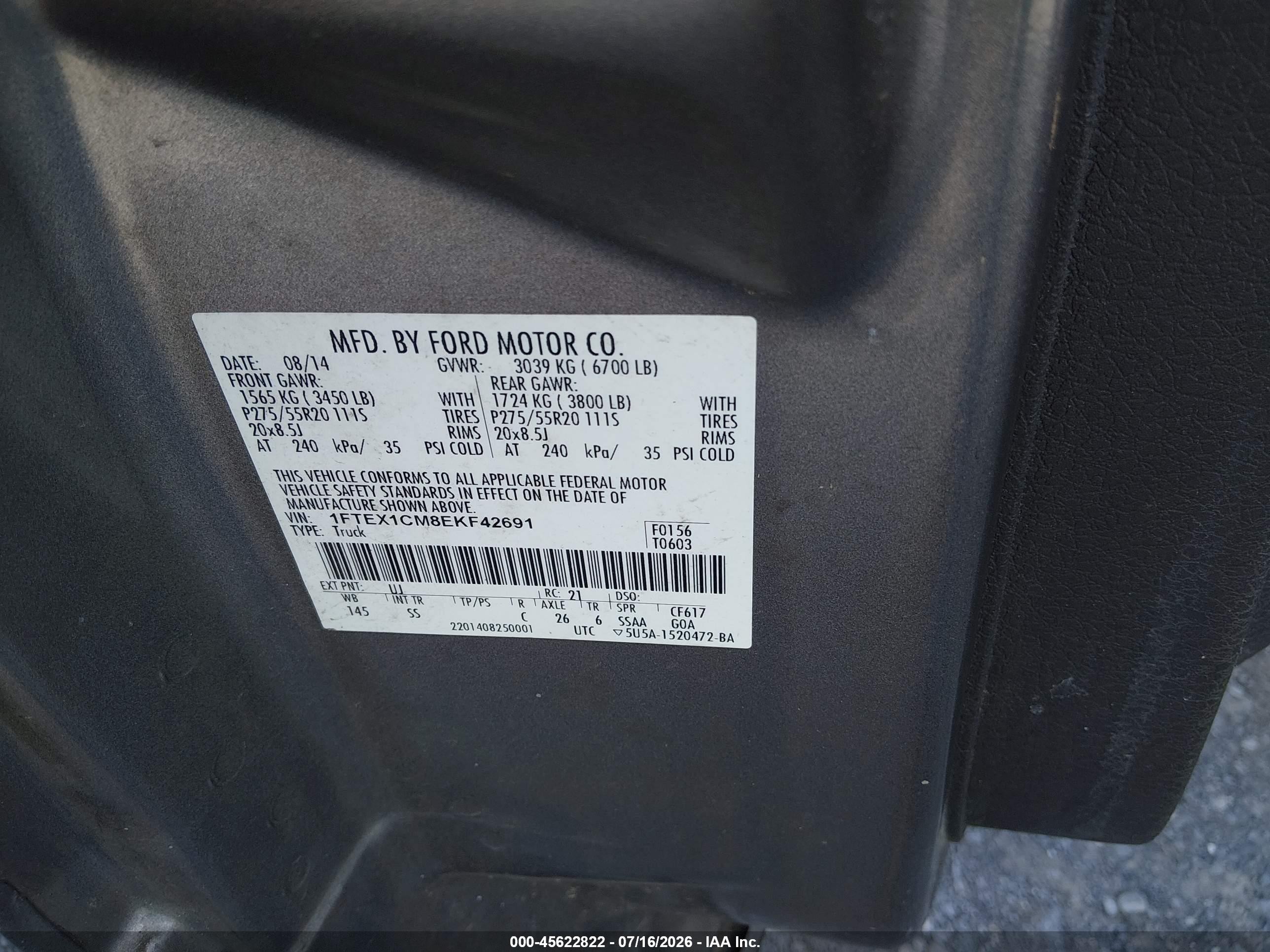 2014 Ford F-150 Stx/xl/xlt Gray vin: 1FTEX1CM8EKF42691