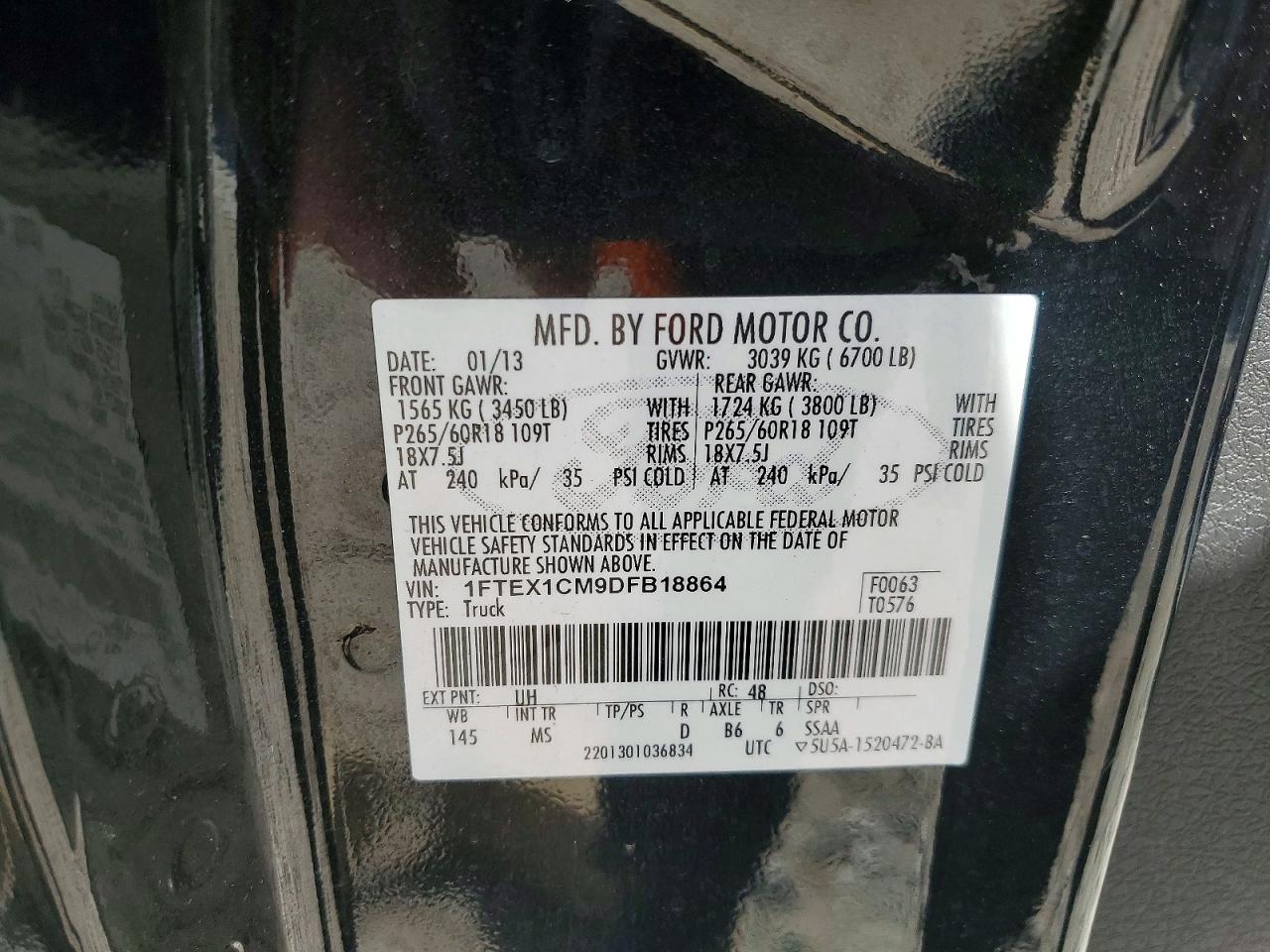 2013 Ford F150 Super Cab Black vin: 1FTEX1CM9DFB18864