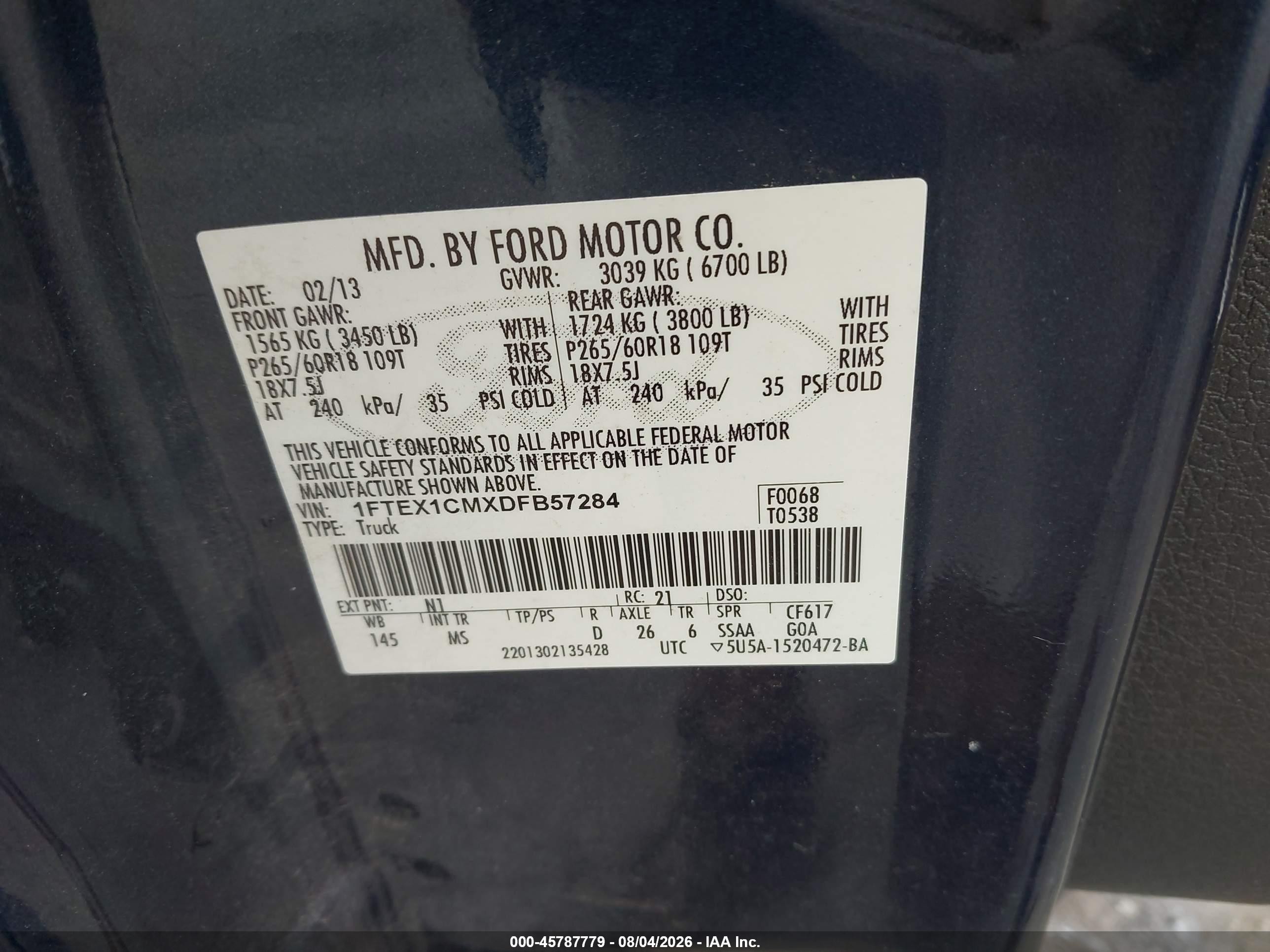 2013 Ford F-150 Xlt Синий vin: 1FTEX1CMXDFB57284