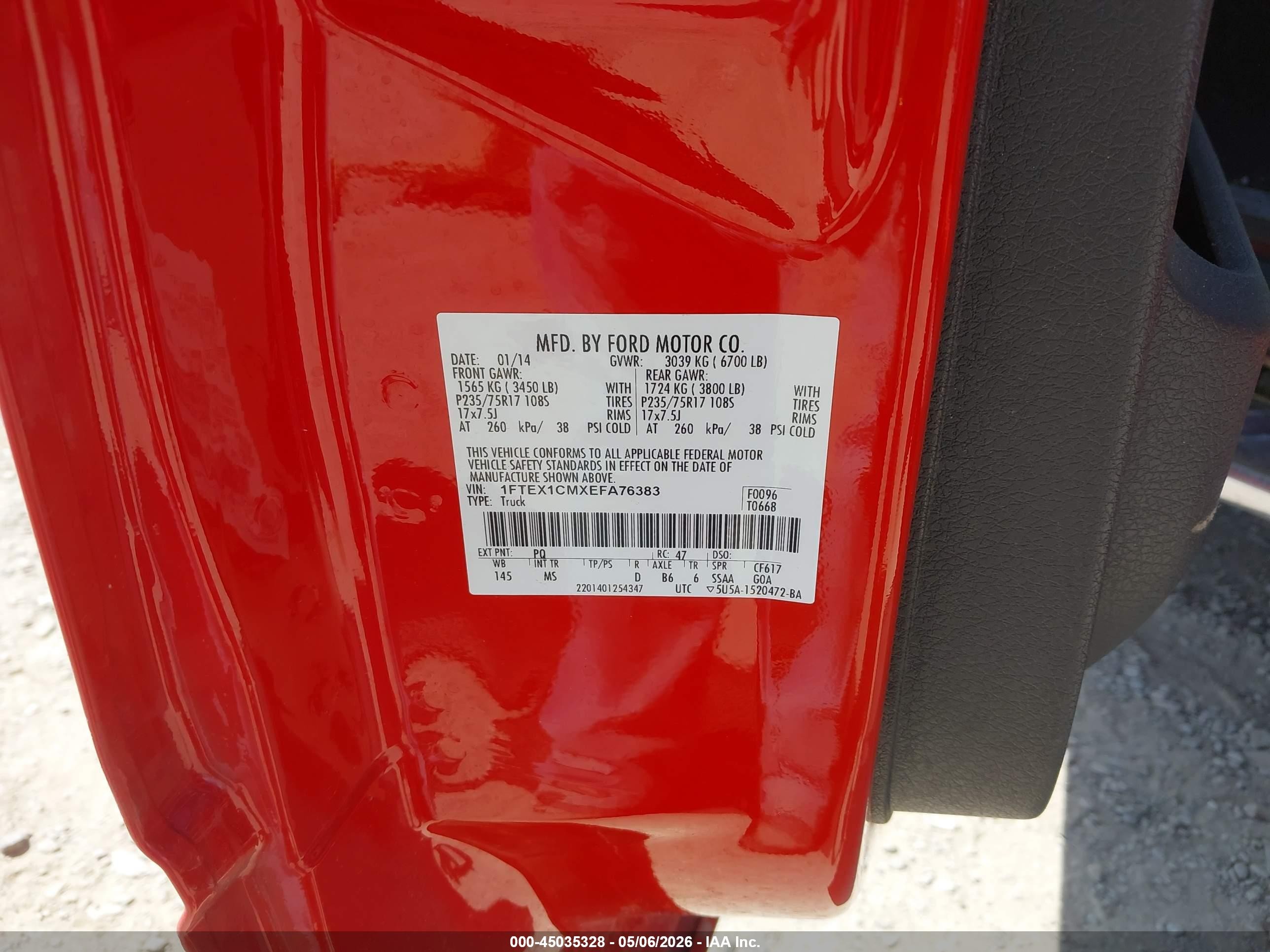 2014 Ford F-150 Xlt Red vin: 1FTEX1CMXEFA76383