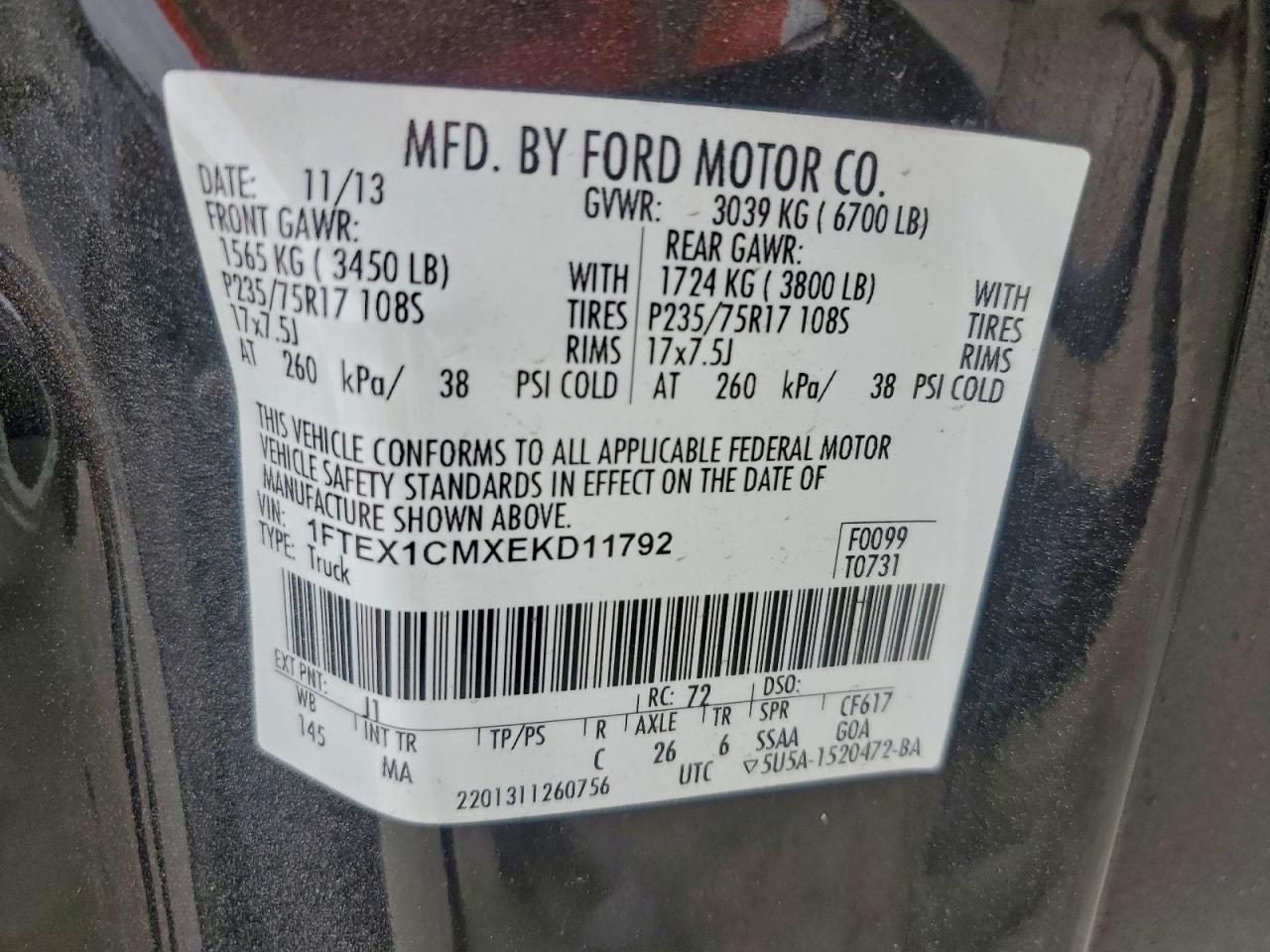 2014 Ford F150 Super Cab Black vin: 1FTEX1CMXEKD11792