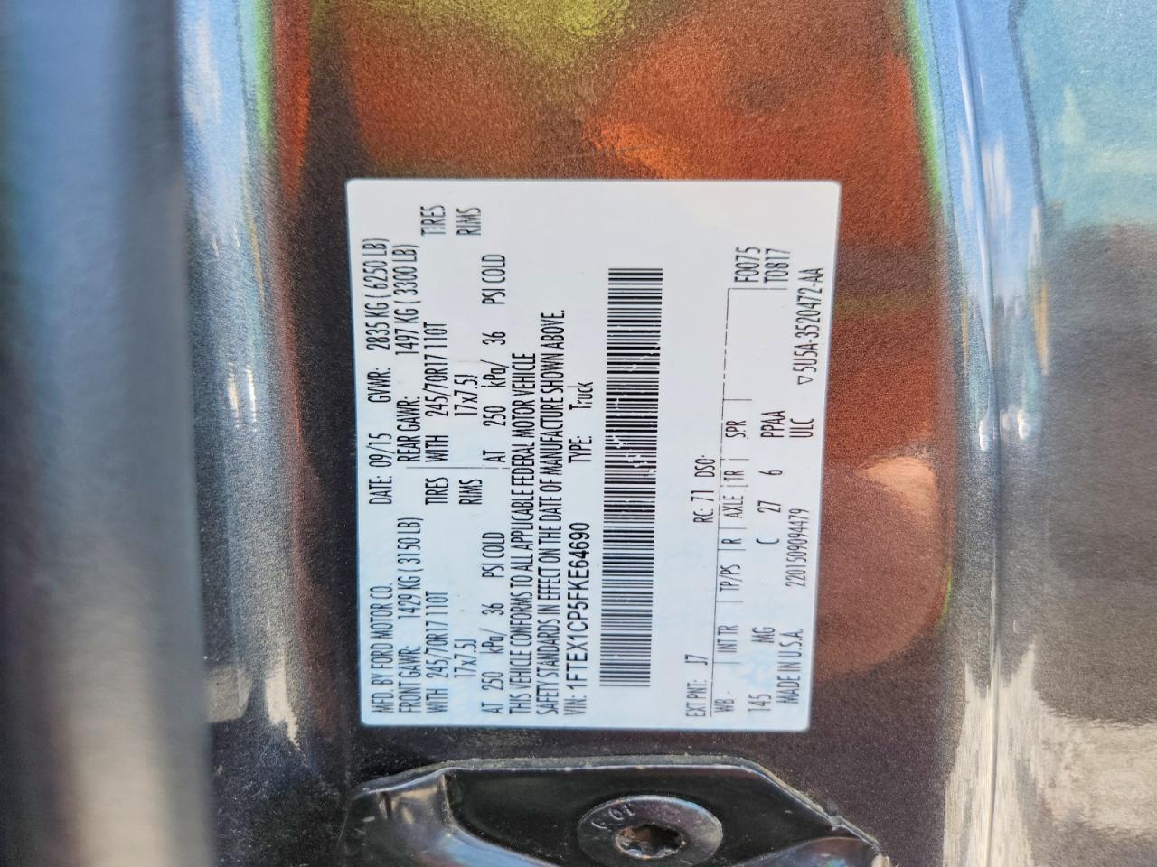 2015 Ford F150 Super Cab Charcoal vin: 1FTEX1CP5FKE64690