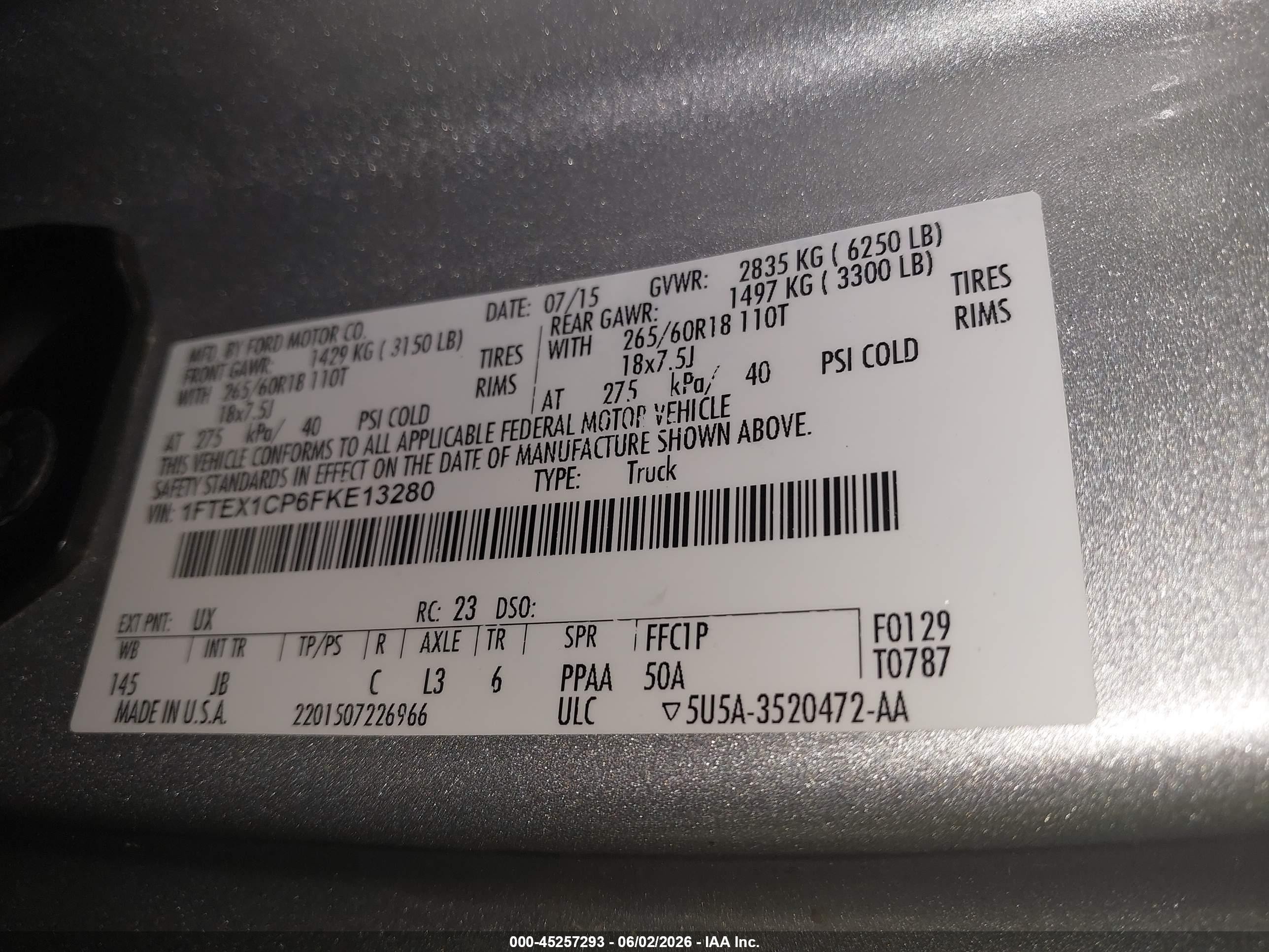 2015 Ford F-150 Xlt Silver vin: 1FTEX1CP6FKE13280