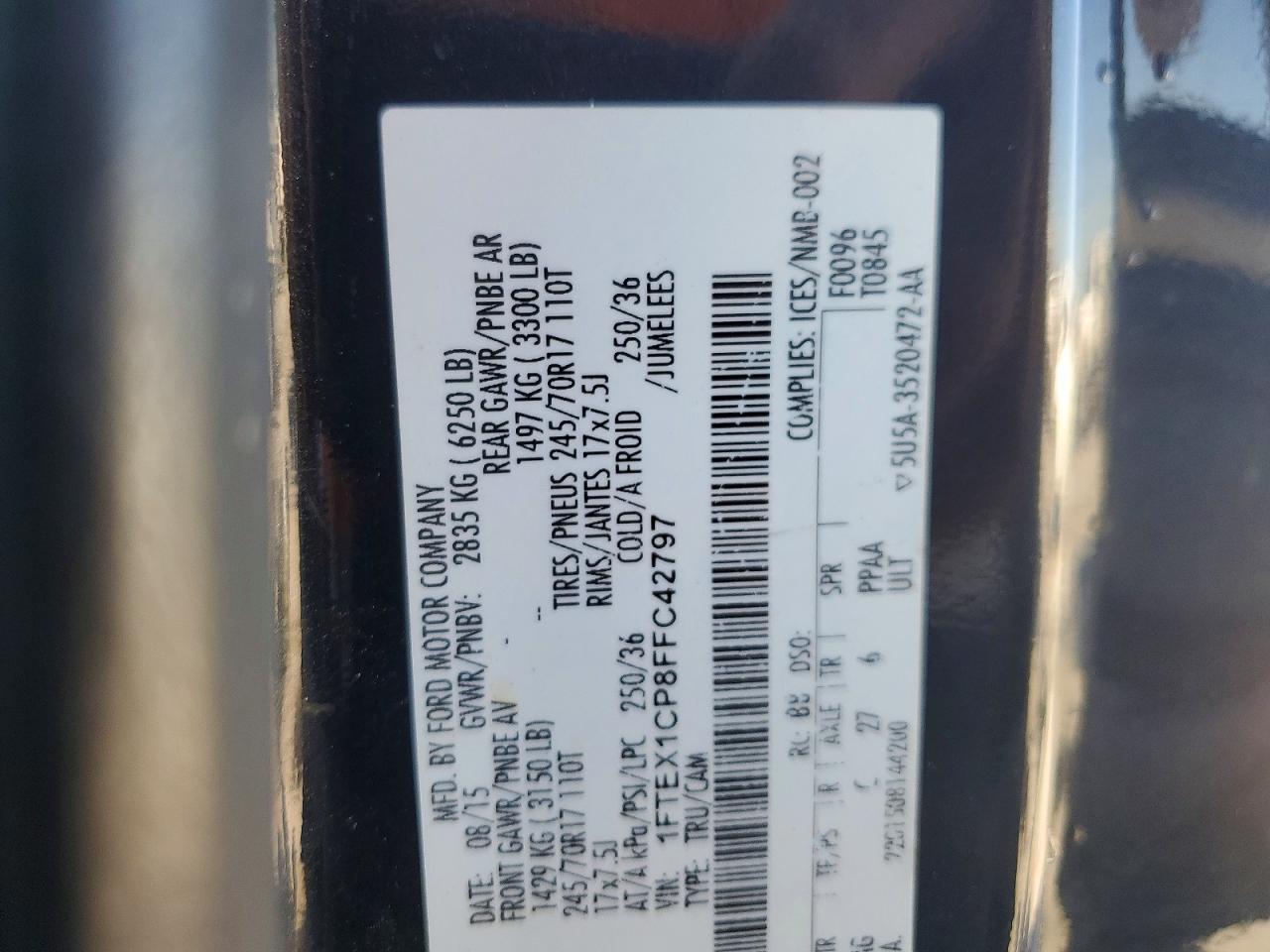 2015 Ford F150 Super Cab Black vin: 1FTEX1CP8FFC42797