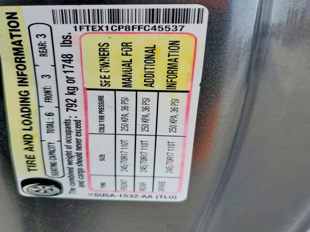2015 Ford F150 Super Cab Gray vin: 1FTEX1CP8FFC45537