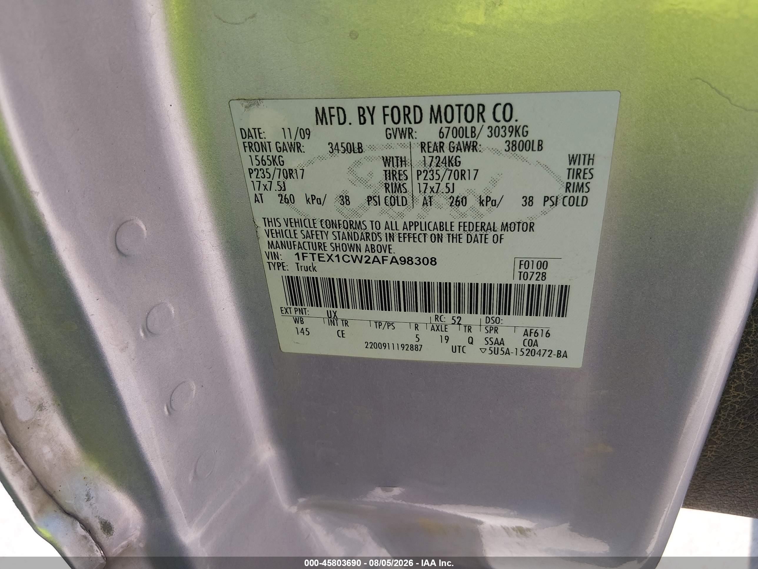 2010 Ford F-150 Stx/xl Silver vin: 1FTEX1CW2AFA98308