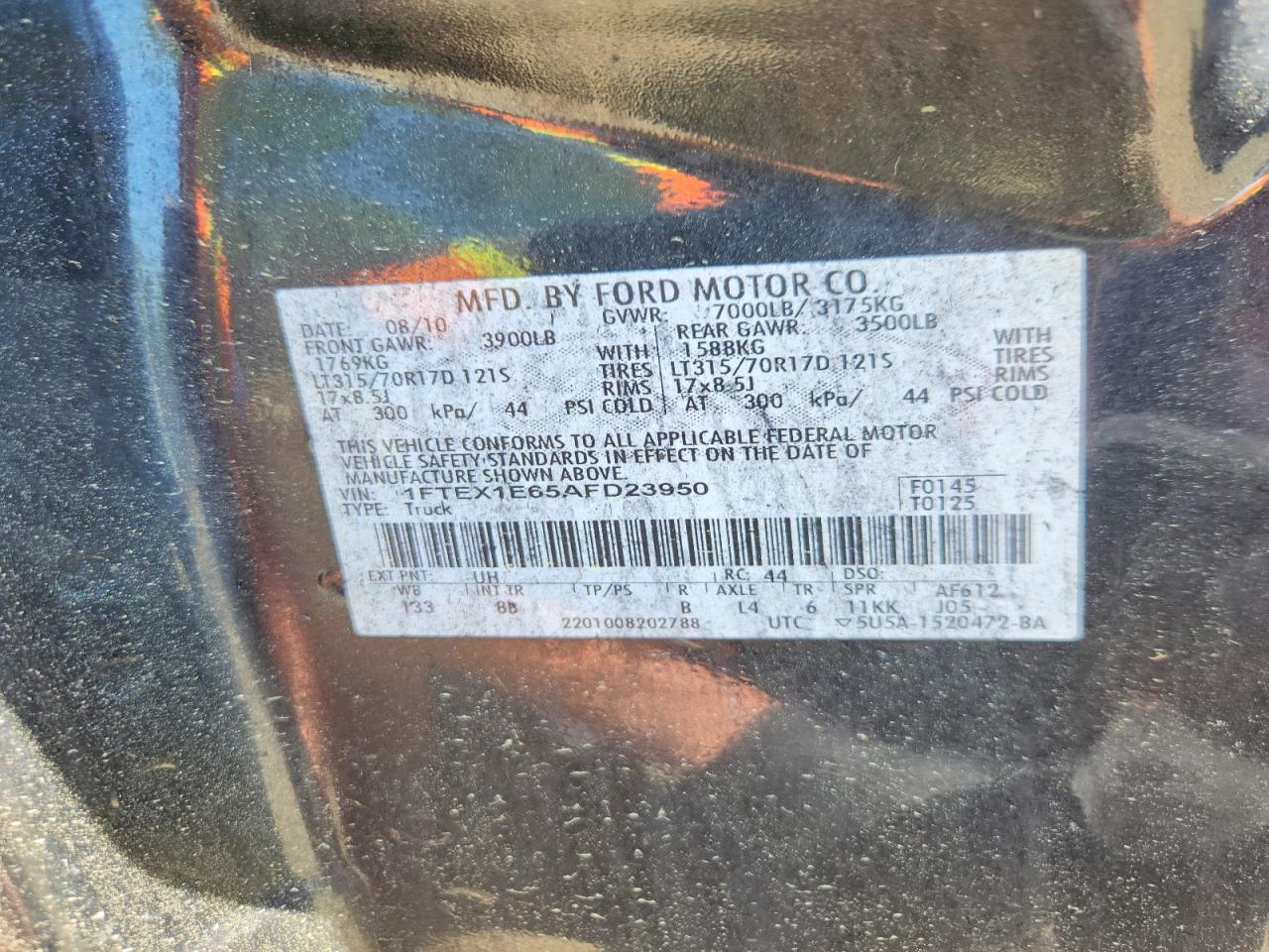 2010 Ford F150 Super Cab Black vin: 1FTEX1E65AFD23950