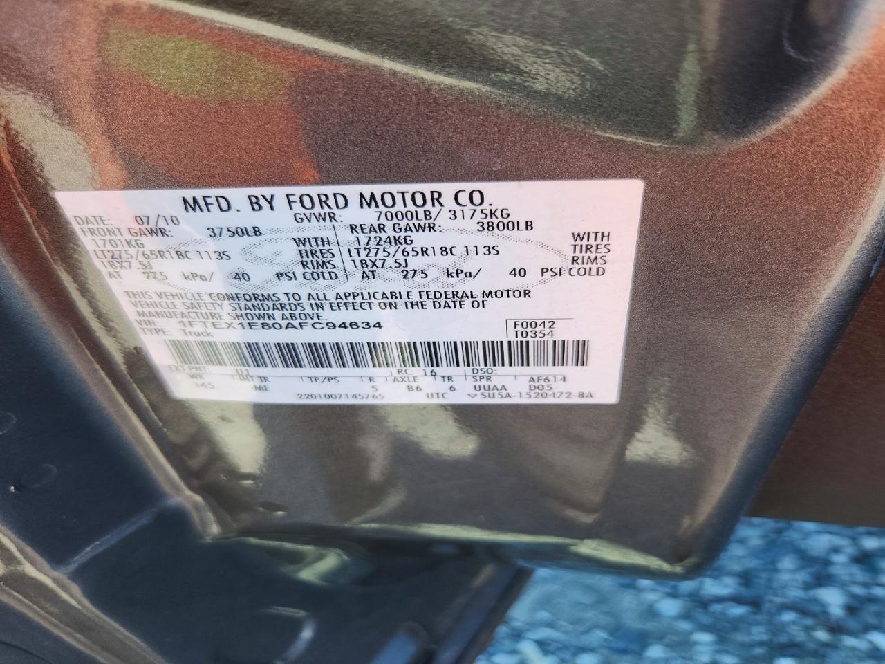 2010 Ford F150 Super Cab Gray vin: 1FTEX1E80AFC94634