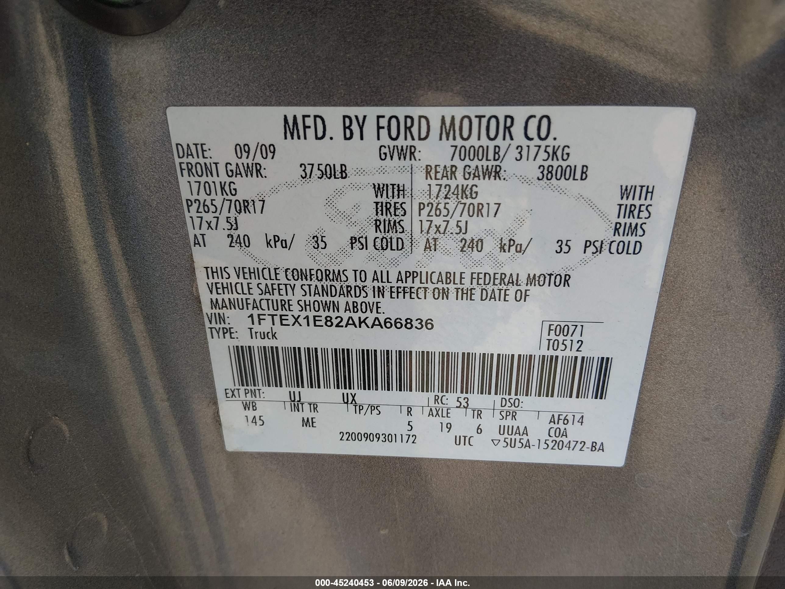 2010 Ford F-150 Stx/xl/xlt Gray vin: 1FTEX1E82AKA66836
