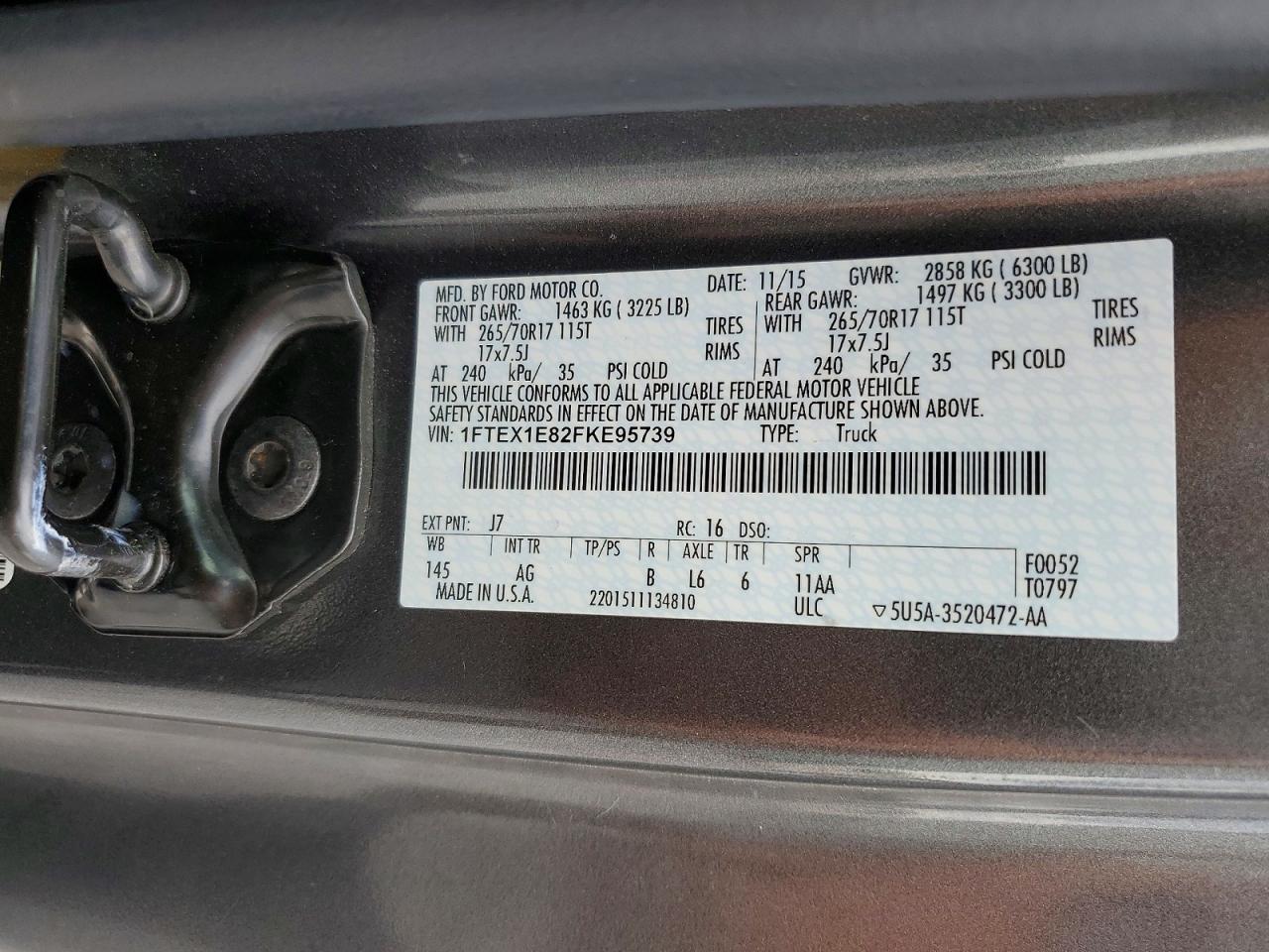 2015 Ford F150 Super Cab Gray vin: 1FTEX1E82FKE95739