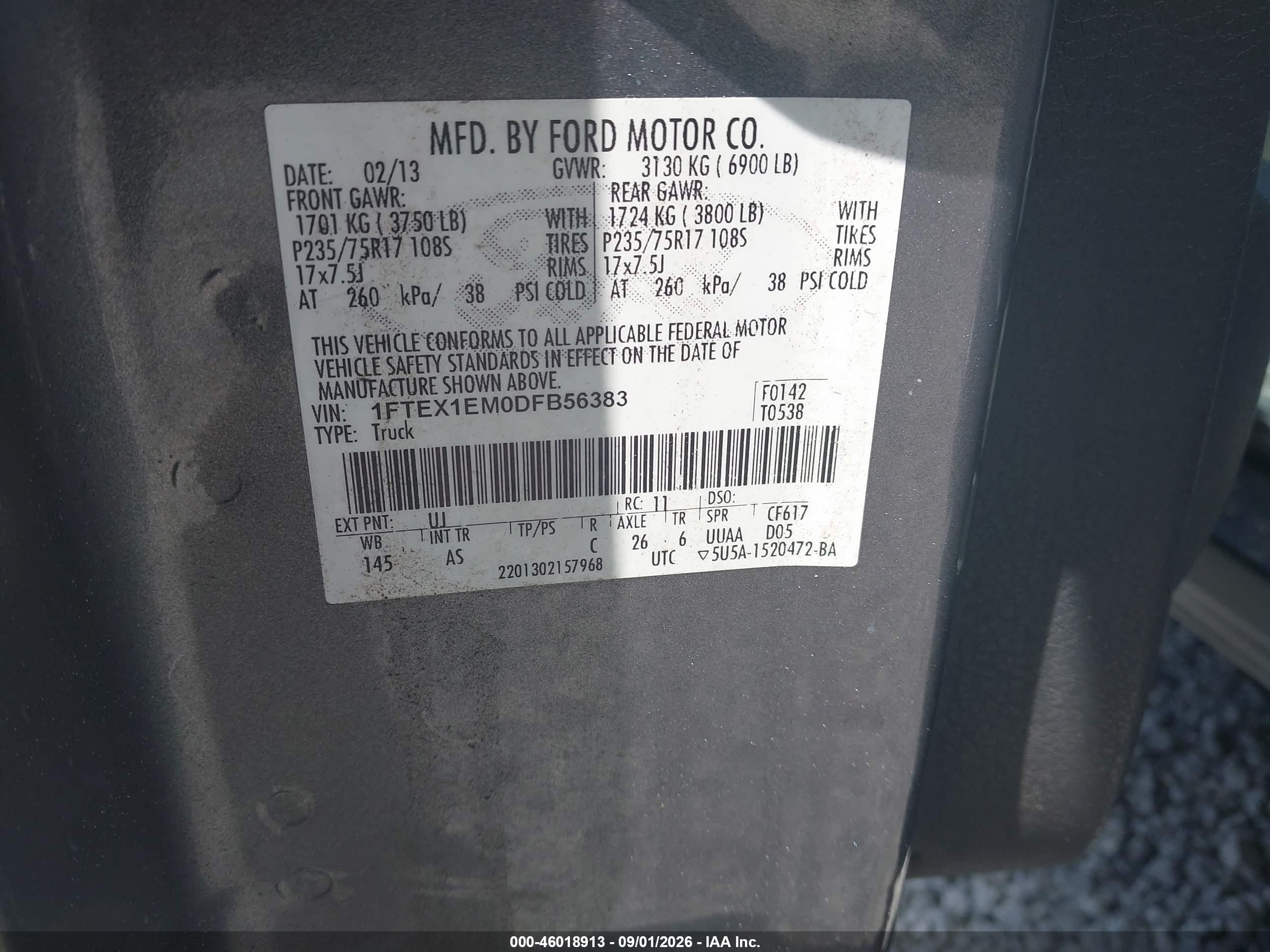 2013 Ford F-150 Xl Серый vin: 1FTEX1EM0DFB56383