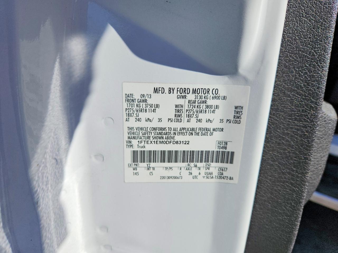 2013 Ford F150 Super Cab White vin: 1FTEX1EM0DFD83122