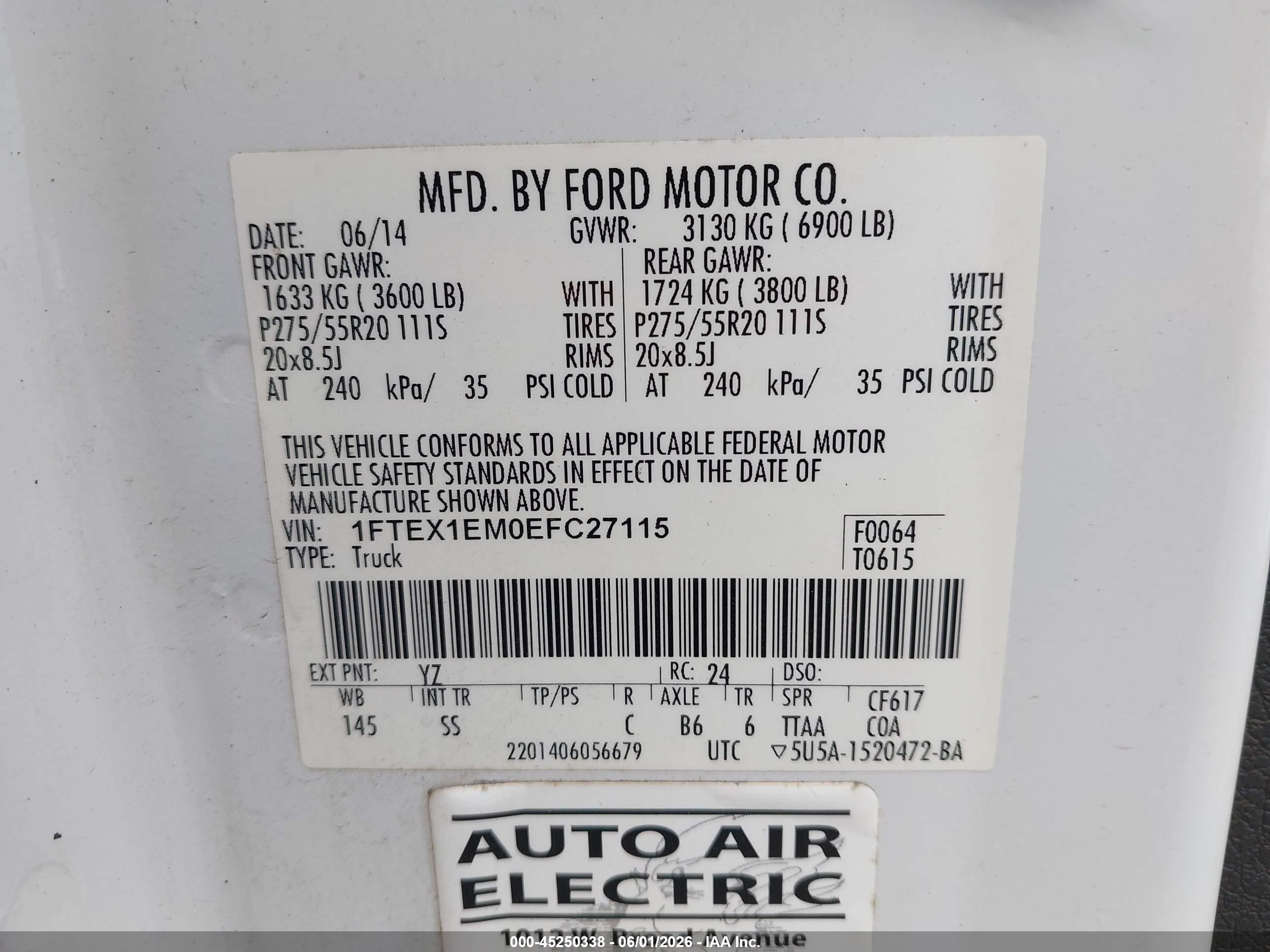 2014 Ford F-150 Stx White vin: 1FTEX1EM0EFC27115