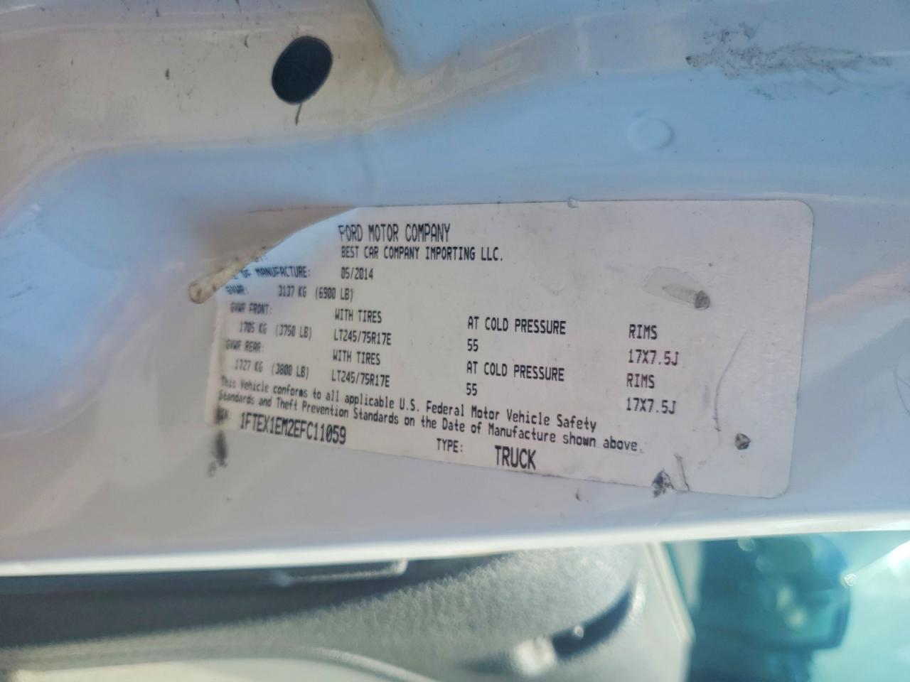 2014 Ford F150 Super Cab Белый vin: 1FTEX1EM2EFC11059