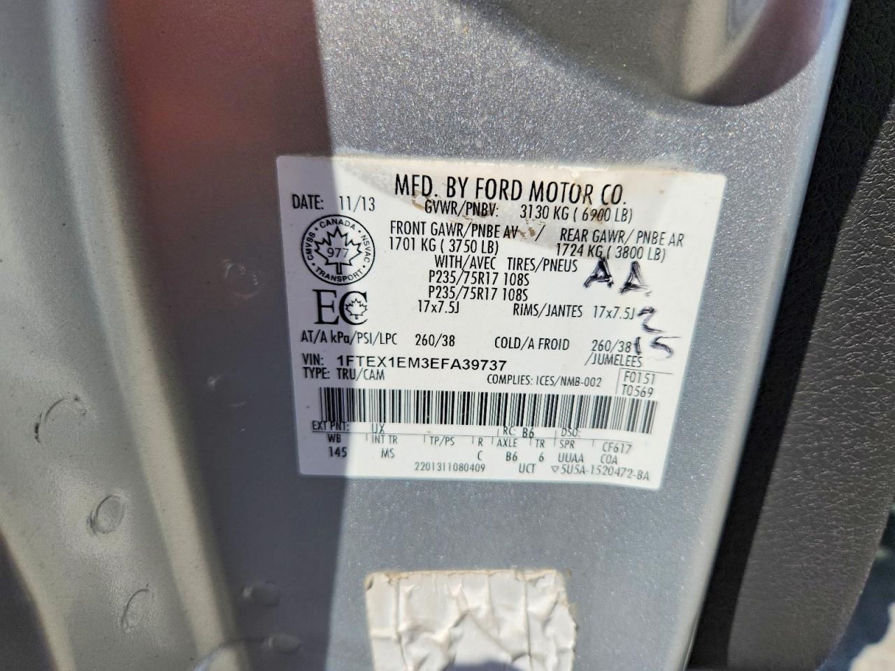 2014 Ford F150 Super Cab Silver vin: 1FTEX1EM3EFA39737