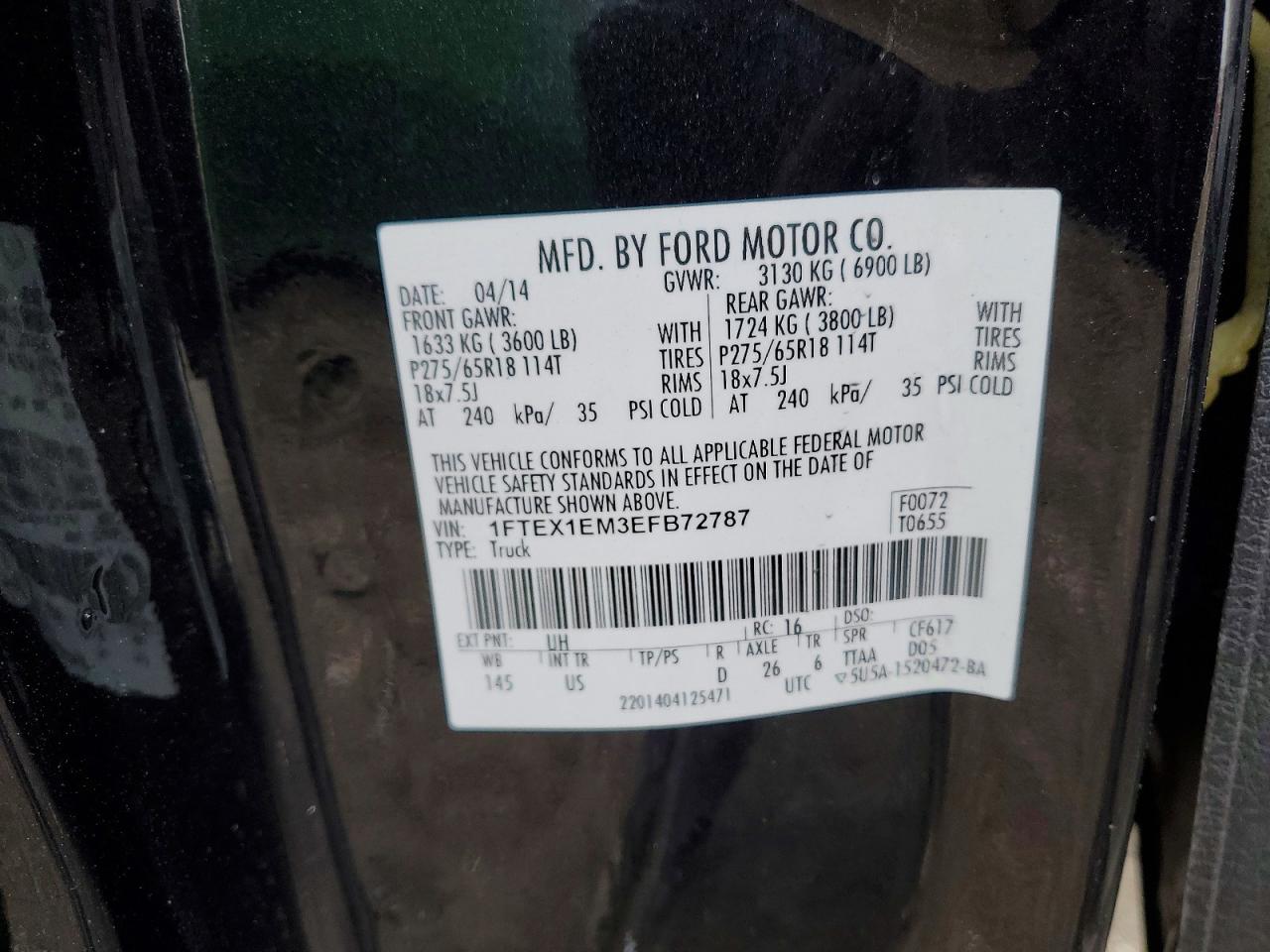 2014 Ford F150 Super Cab Black vin: 1FTEX1EM3EFB72787