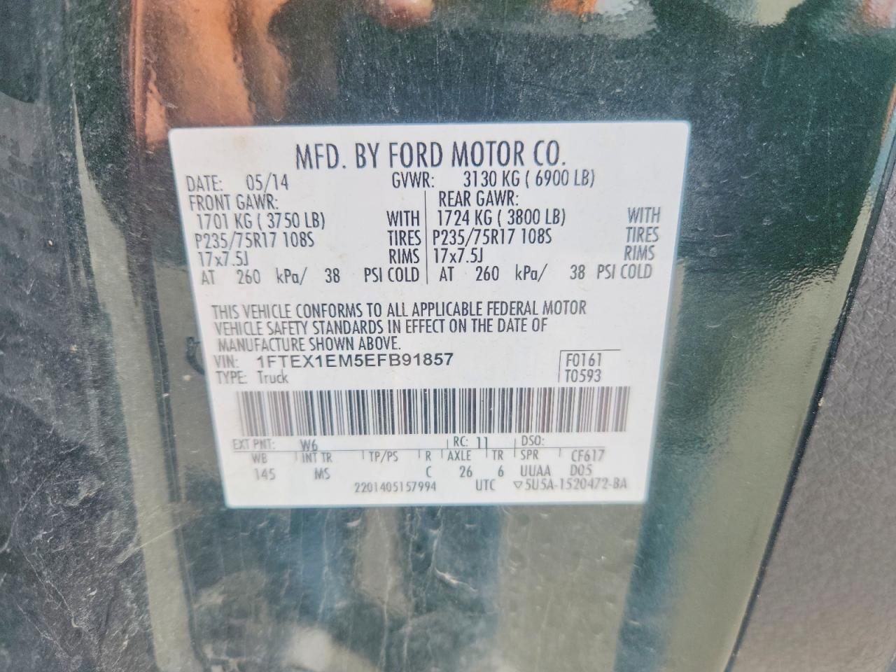 2014 Ford F150 Super Cab Green vin: 1FTEX1EM5EFB91857