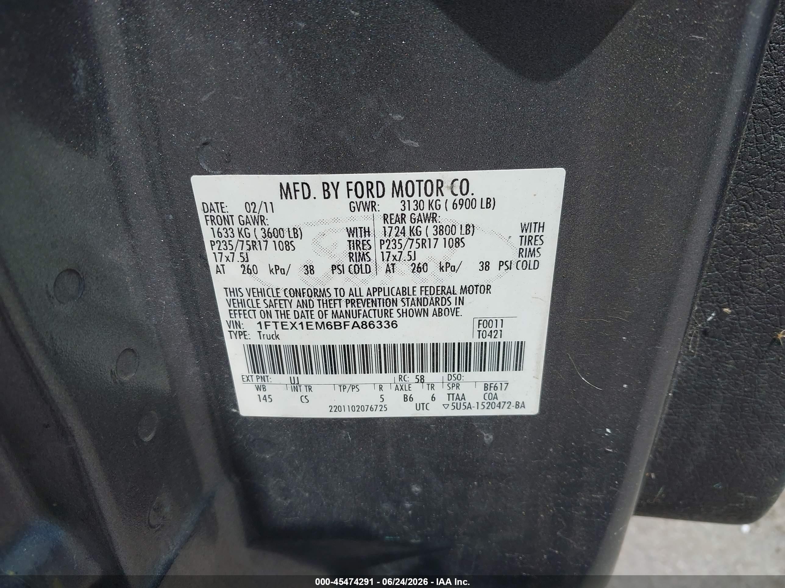 2011 Ford F-150 Stx/xl/xlt Gray vin: 1FTEX1EM6BFA86336