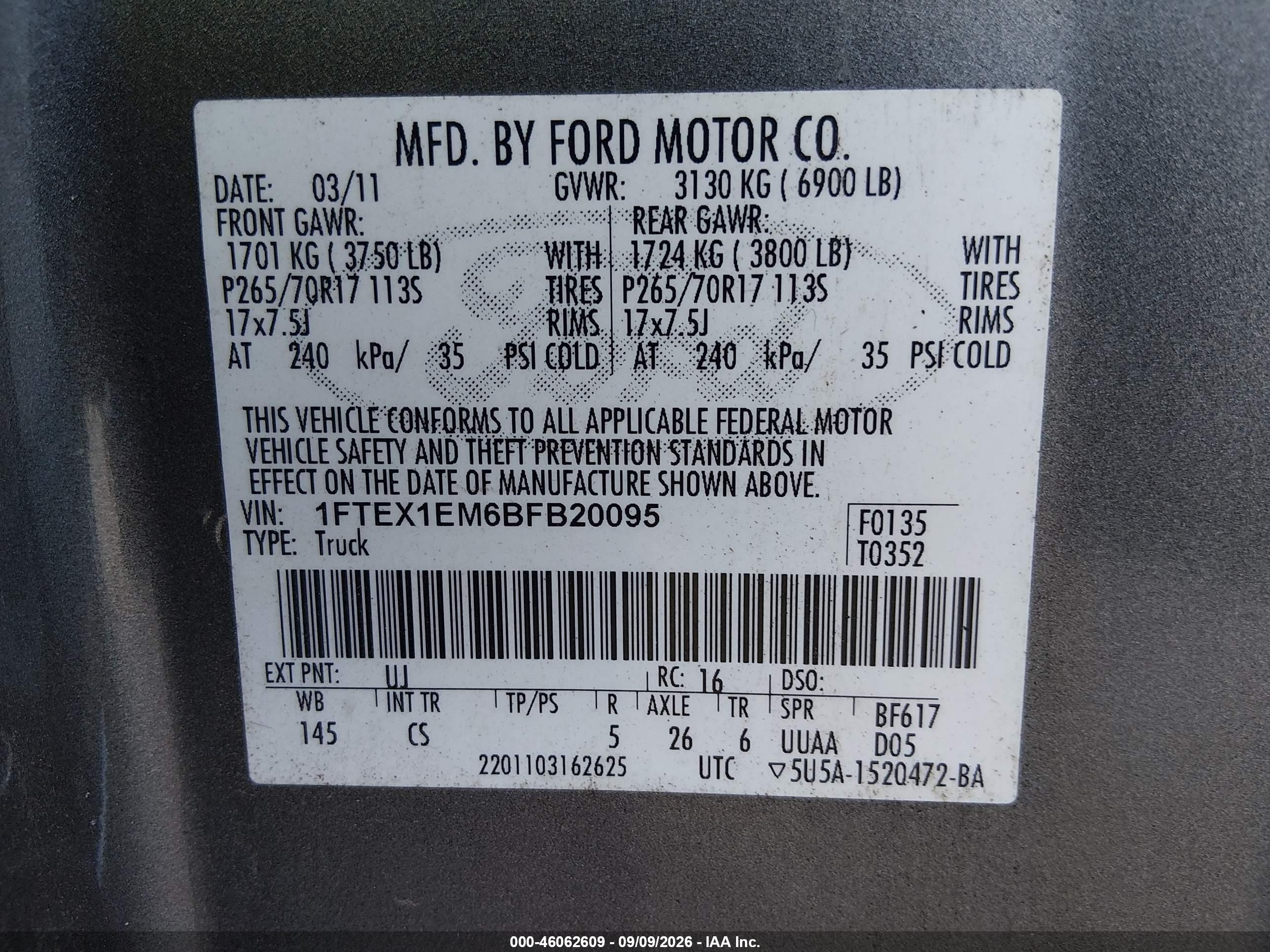 2011 Ford F-150 Stx Gray vin: 1FTEX1EM6BFB20095