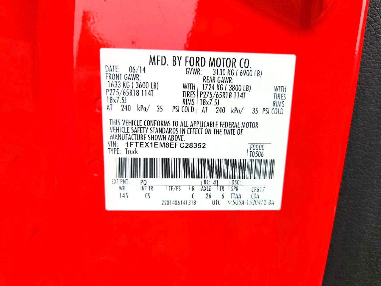 2014 Ford F150 Super Cab Red vin: 1FTEX1EM8EFC28352