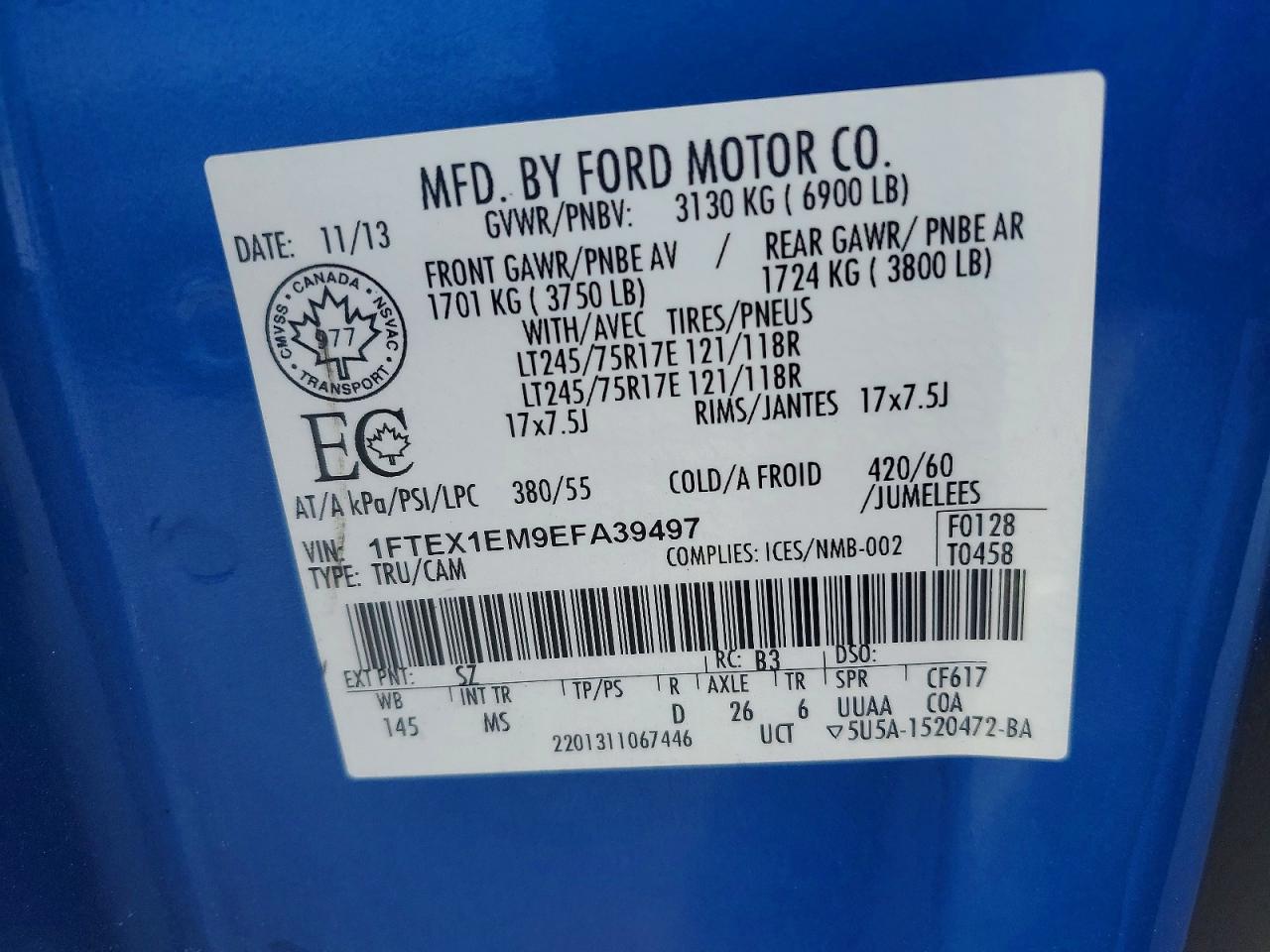 2014 Ford F150 Blue vin: 1FTEX1EM9EFA39497
