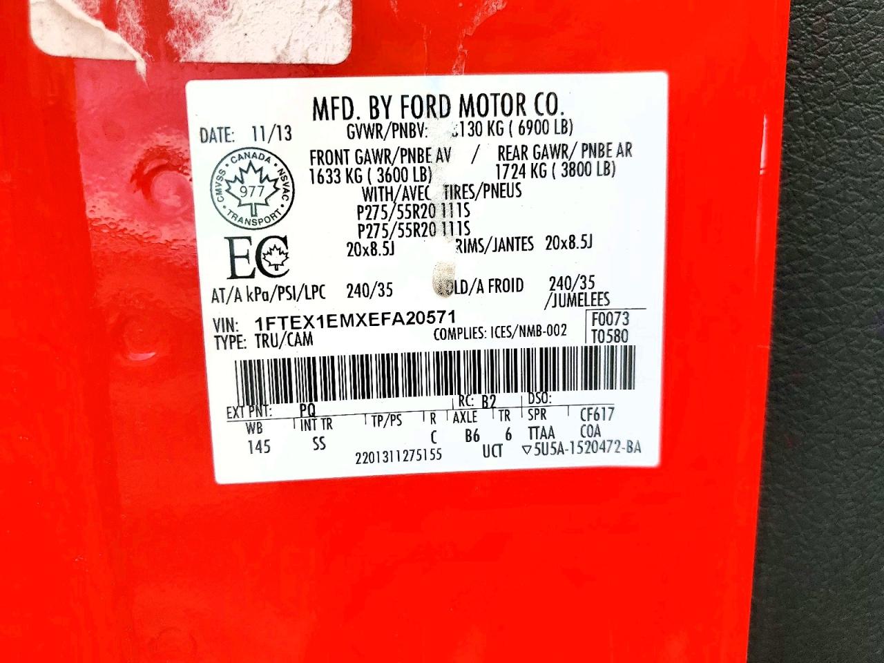 2014 Ford F150 Super Cab Red vin: 1FTEX1EMXEFA20571