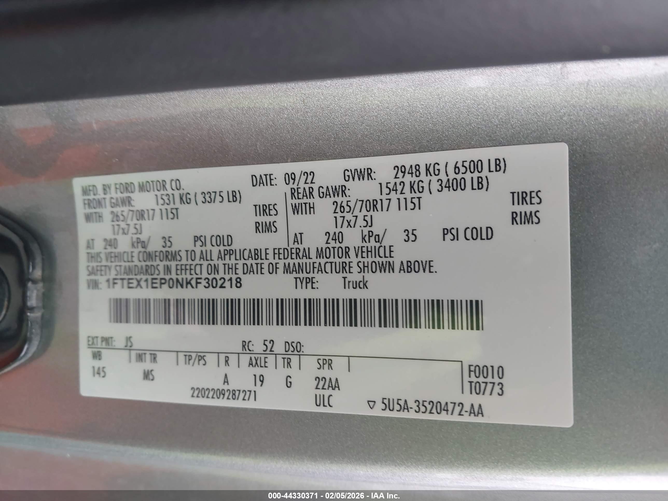 2022 Ford F-150 Xlt Gray vin: 1FTEX1EP0NKF30218