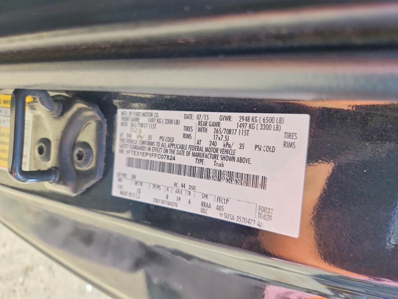 2015 Ford F150 Super Cab Черный vin: 1FTEX1EP1FFC07824